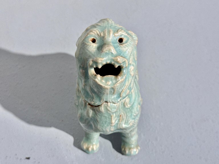 Vintage Japanese Celadon Glazed Shishi Lion Censer, Taisho/Showa