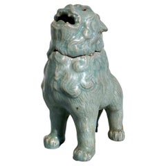 Vintage Japanese Celadon Glazed Shishi Lion Censer, Taisho/Showa, c 1930, Japan