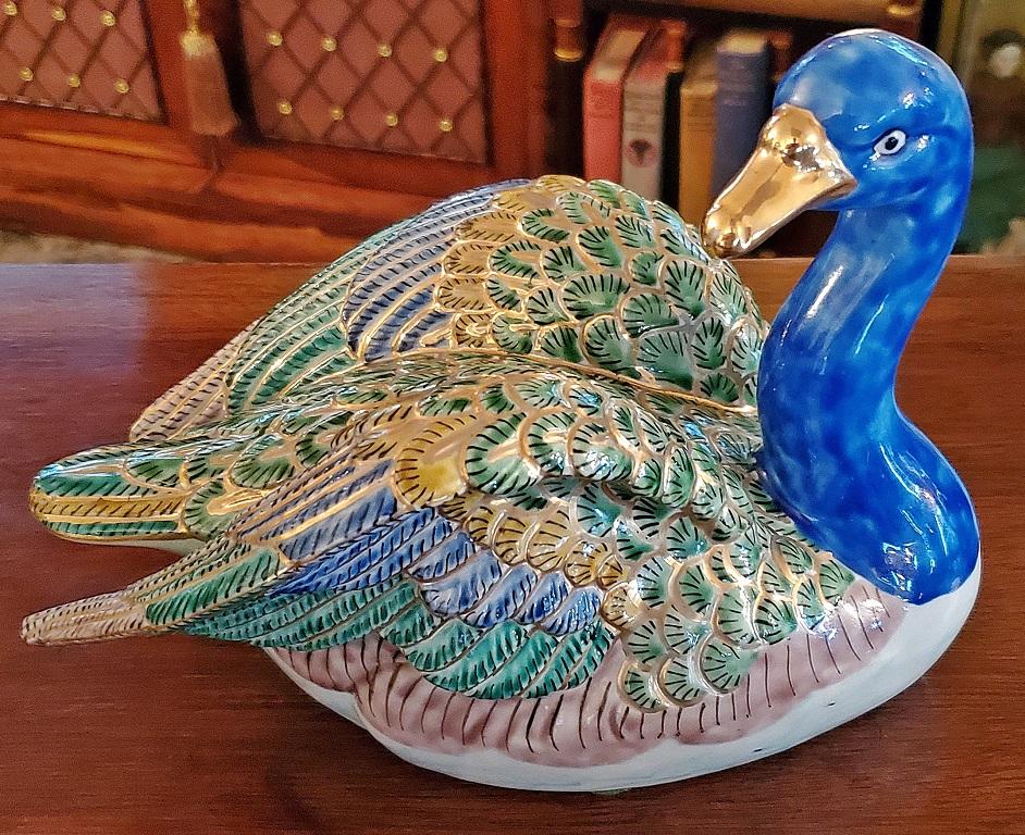 Vintage Japanese Ceramic Gilt Duck 4