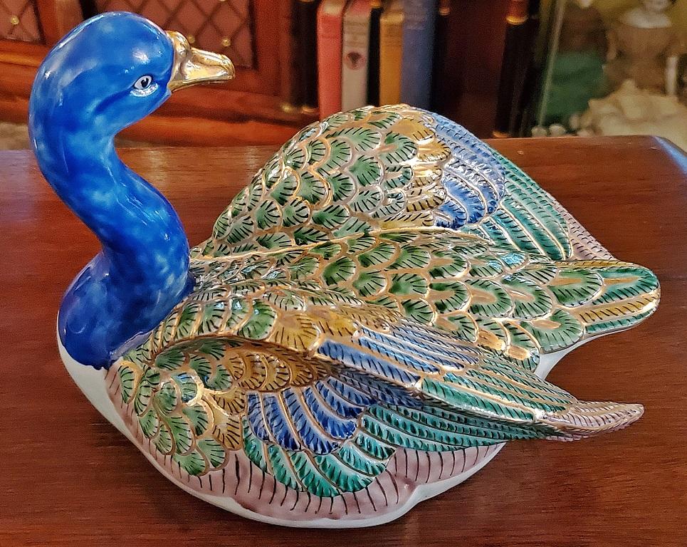 Country Vintage Japanese Ceramic Gilt Duck