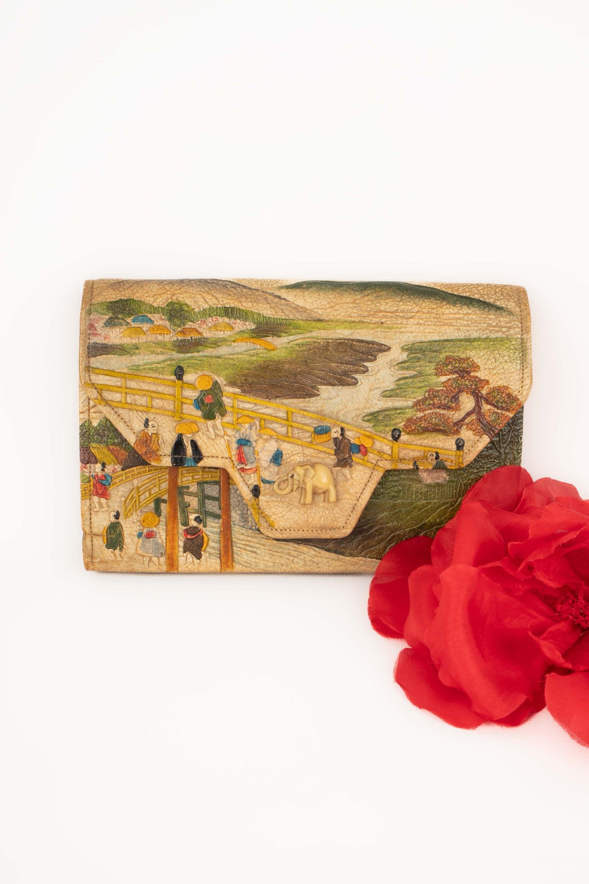 Vintage Japanese Clutch Leather Bag, 1930s 9