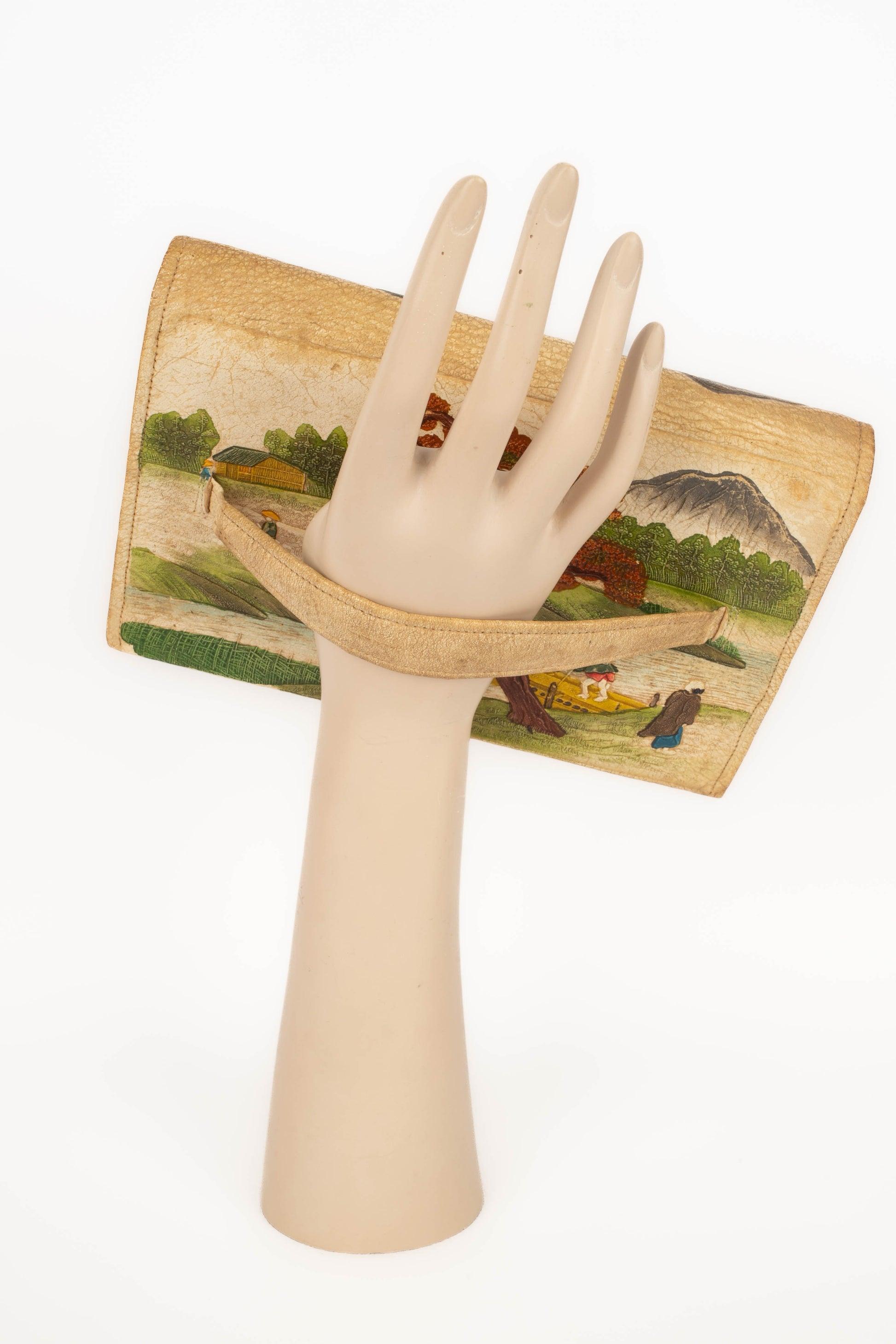 Vintage Japanese Clutch Leather Bag, 1930s In Fair Condition In SAINT-OUEN-SUR-SEINE, FR
