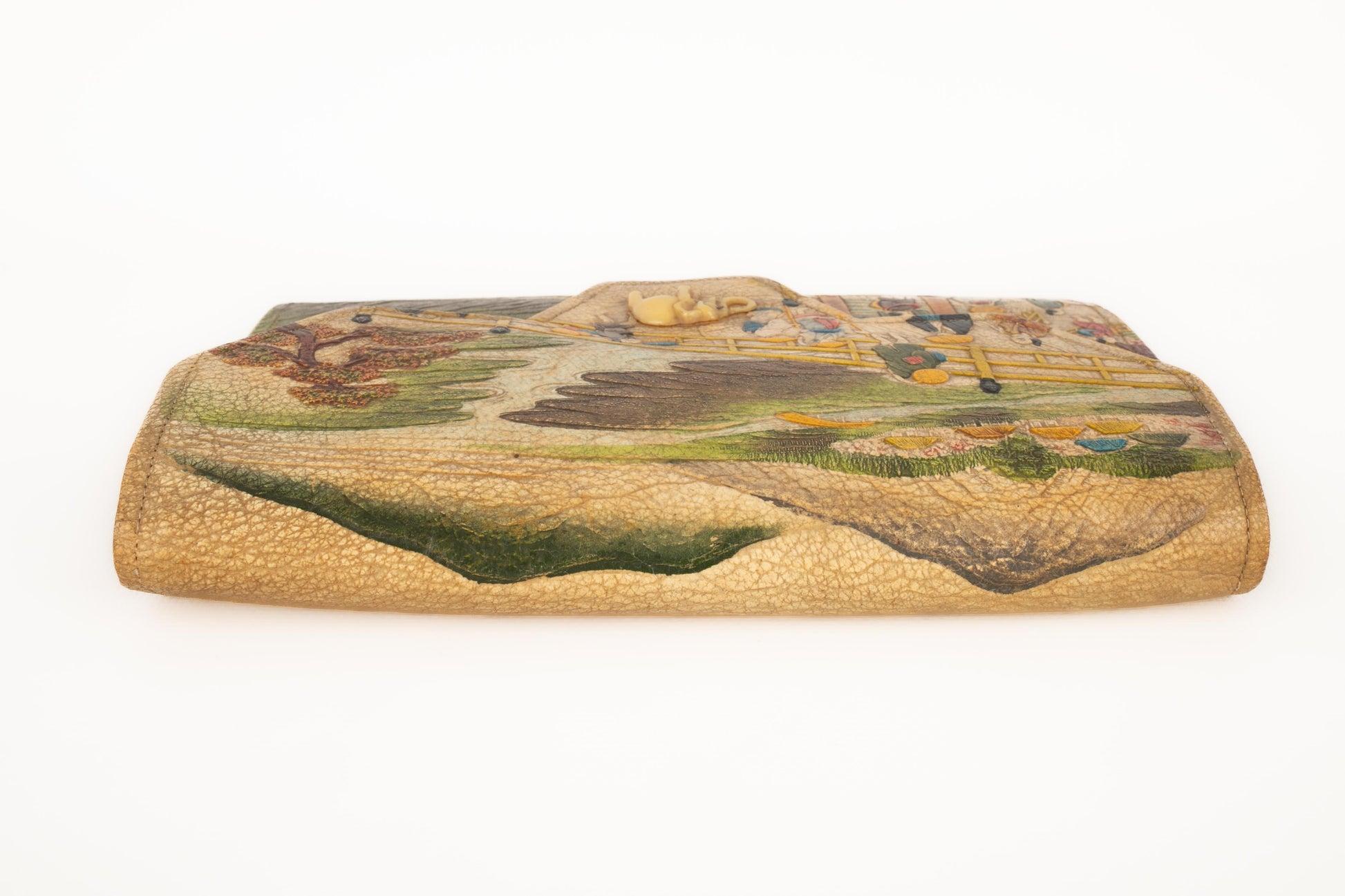 Vintage Japanese Clutch Leather Bag, 1930s 3