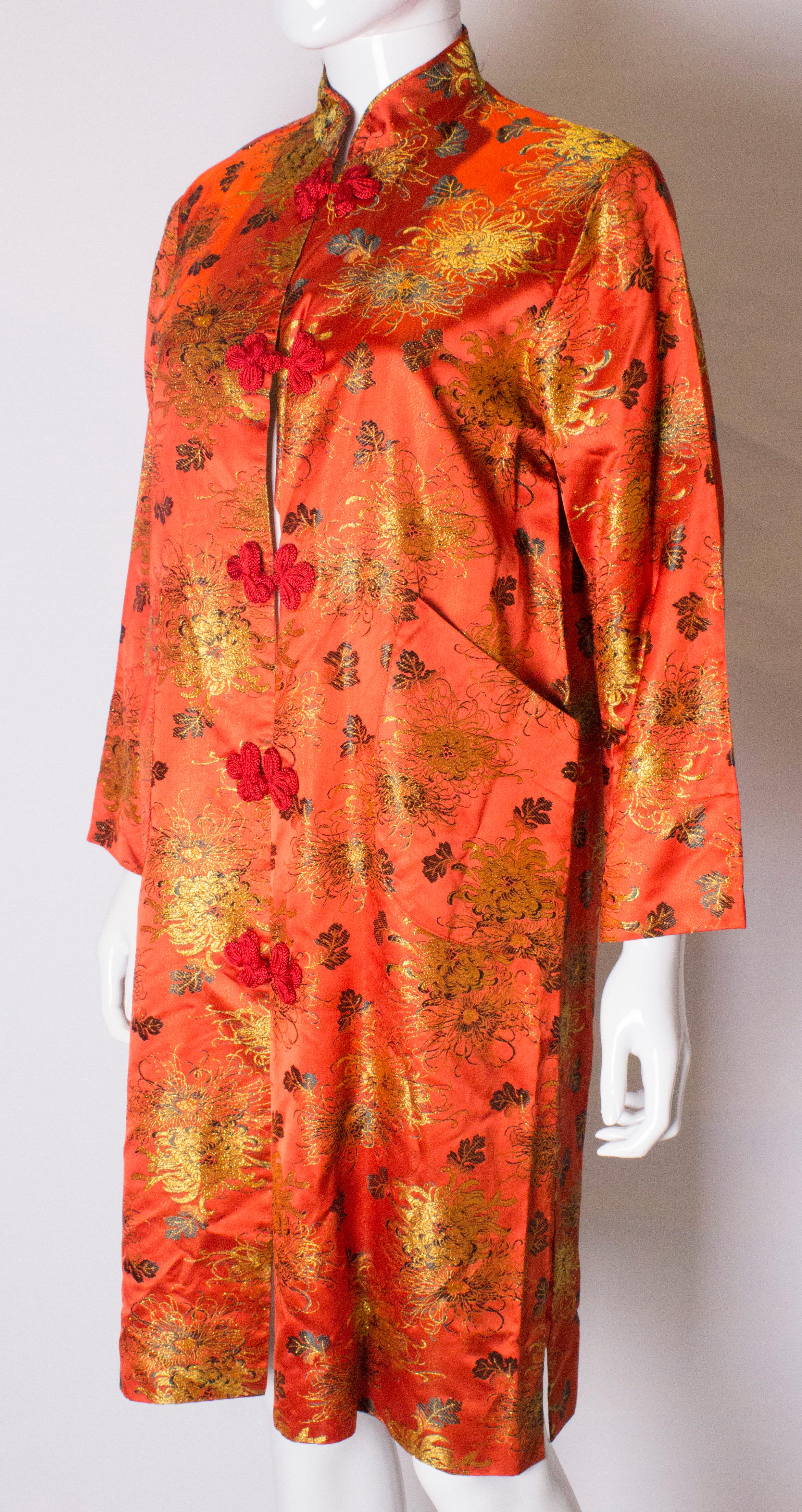 Vintage Chinease Coat /Jacket with Crysanthemum Detail In Good Condition For Sale In London, GB