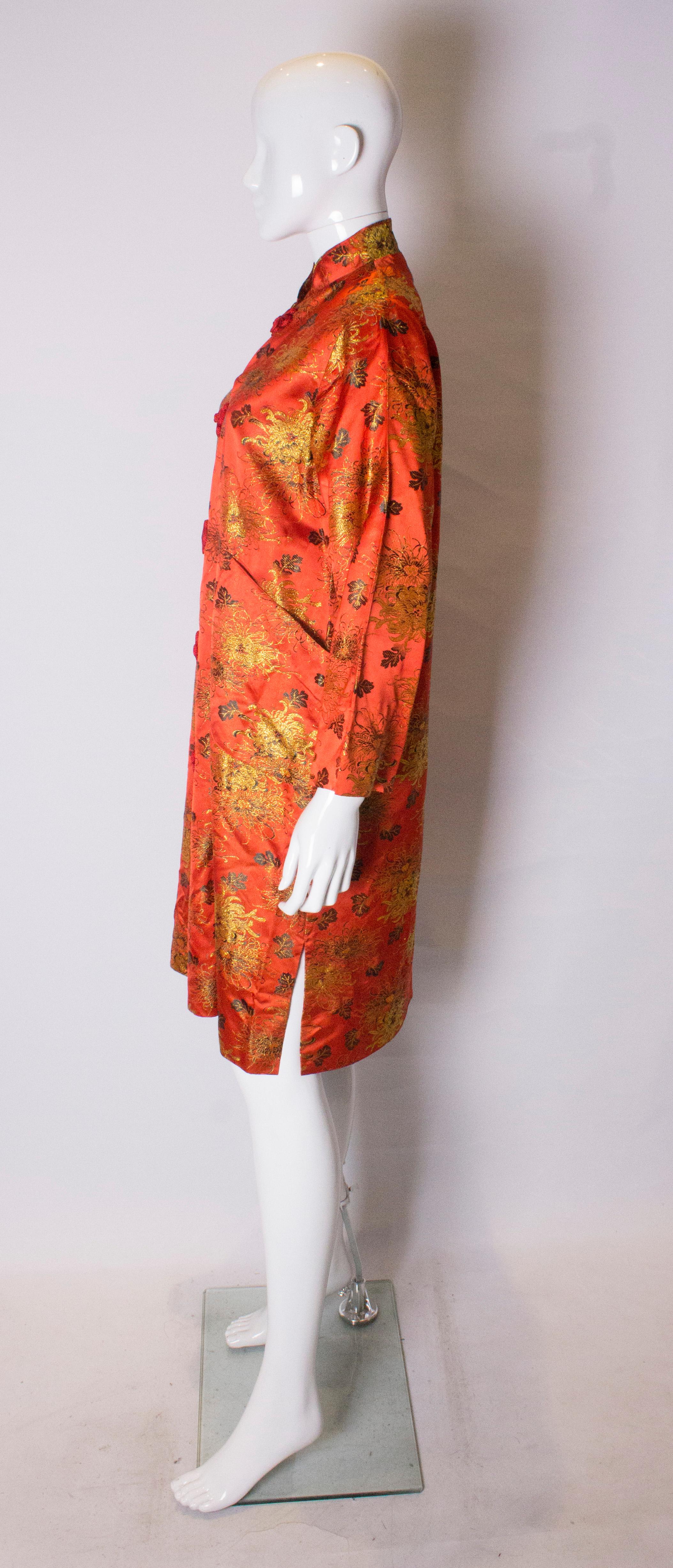 Women's Vintage Chinease Coat /Jacket with Crysanthemum Detail For Sale