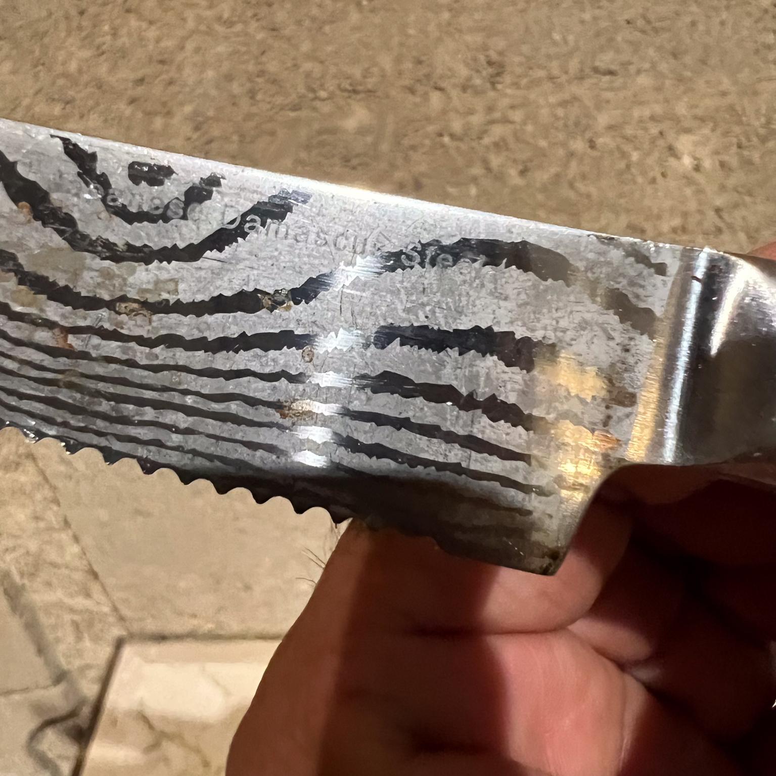 Vintage Japanese Damascus Steel Steak Knife Set of Four (20. Jahrhundert) im Angebot