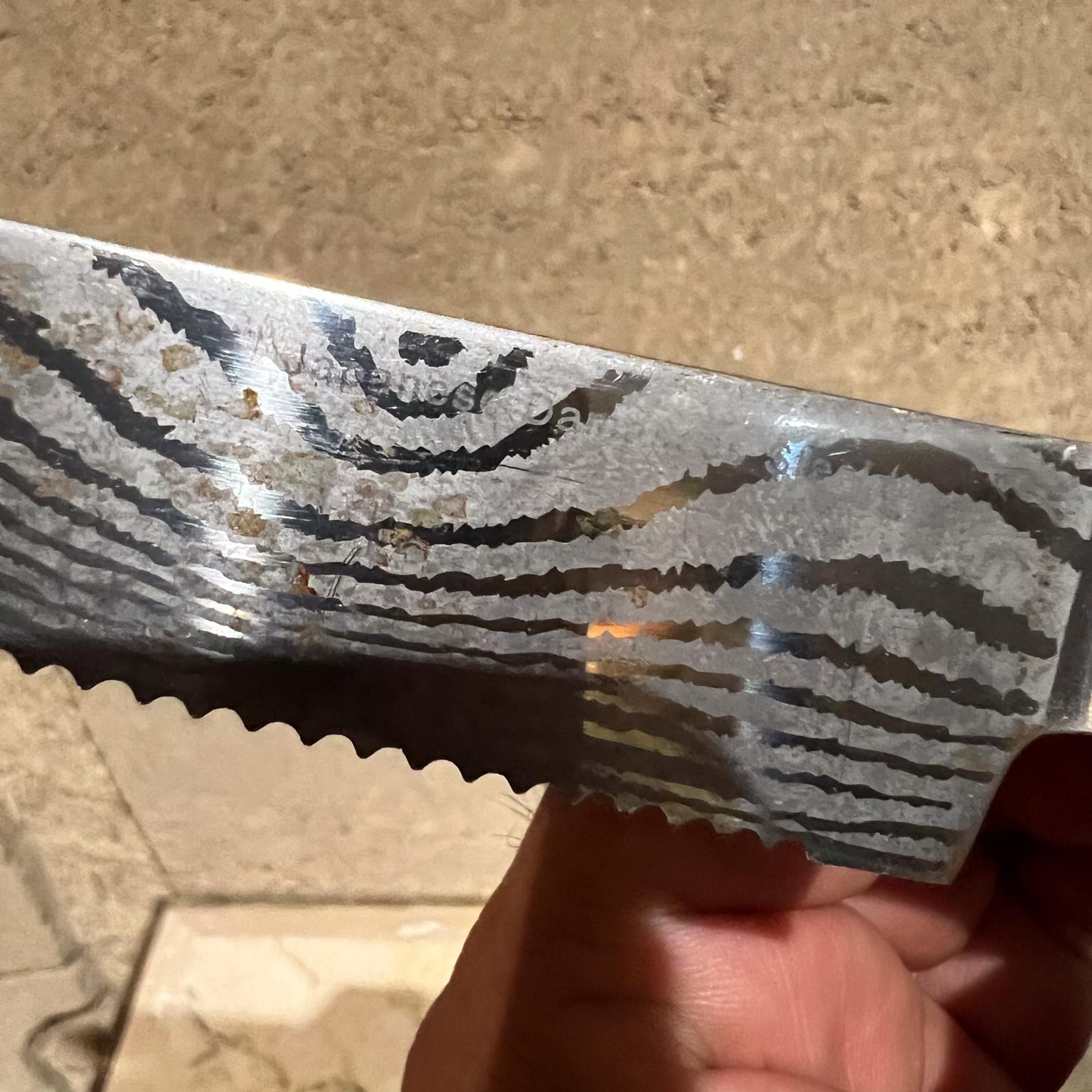 Vintage Japanese Damascus Steel Steak Knife Set of Four (Stahl) im Angebot