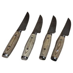 Vintage Japanese Damascus Steel Steak Knife Set of Four
