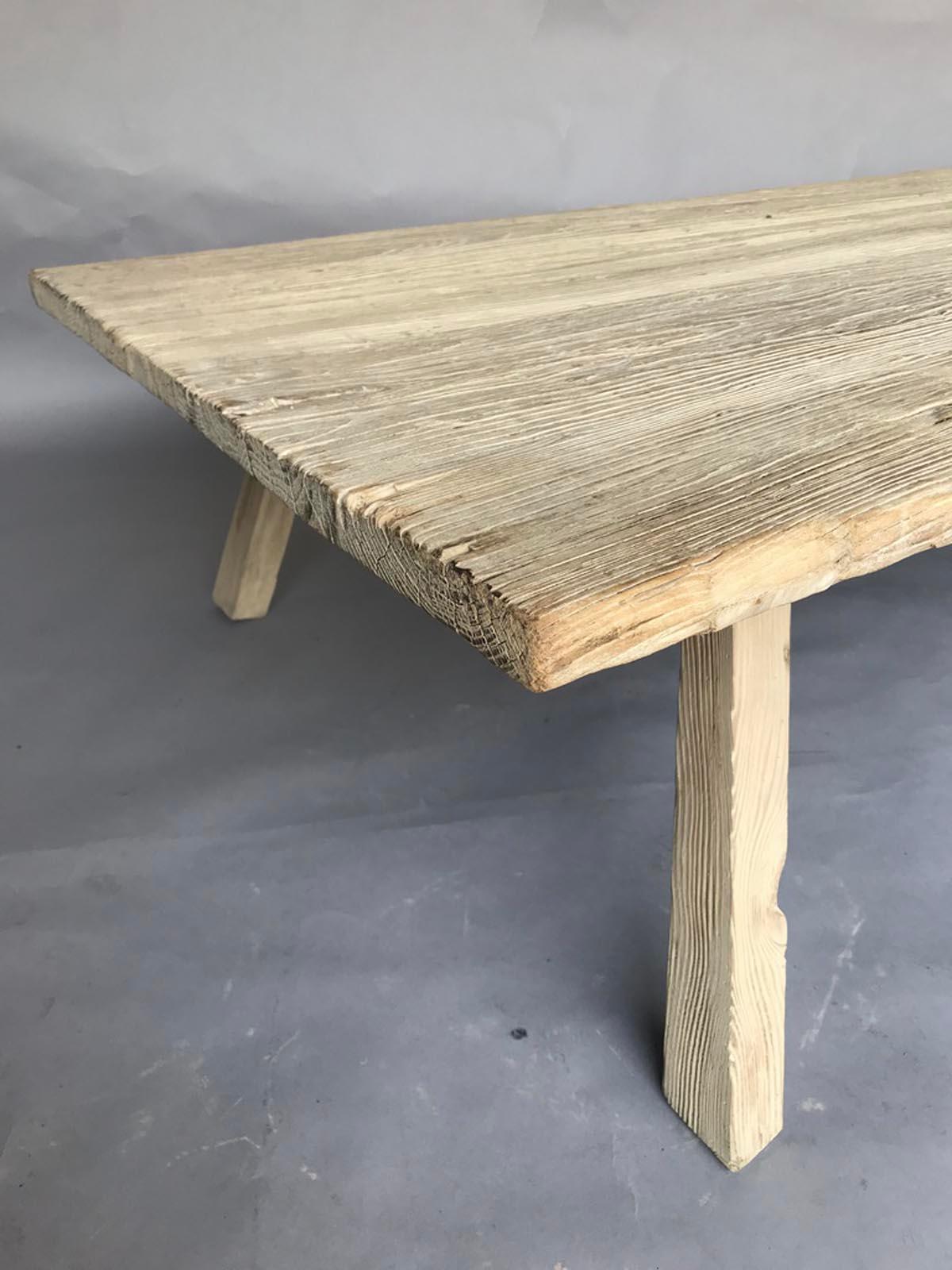 Rustic Vintage Japanese Elm Wood Coffee Table For Sale