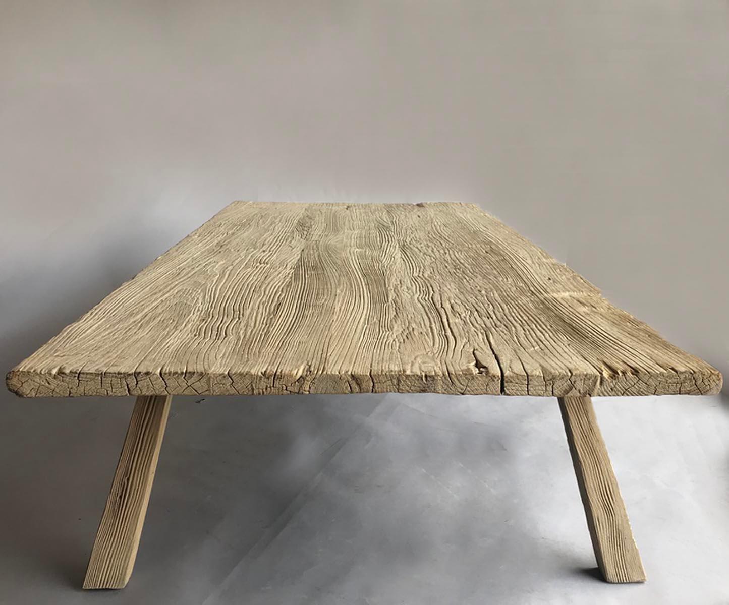 Vintage Japanese Elm Wood Coffee Table For Sale 1