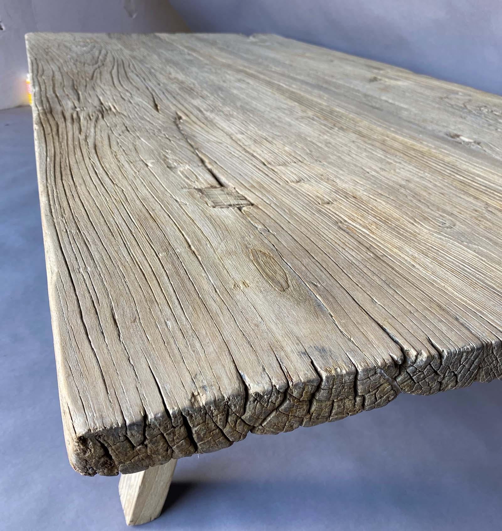 Vintage Japanese Elm Wood Coffee Table 2
