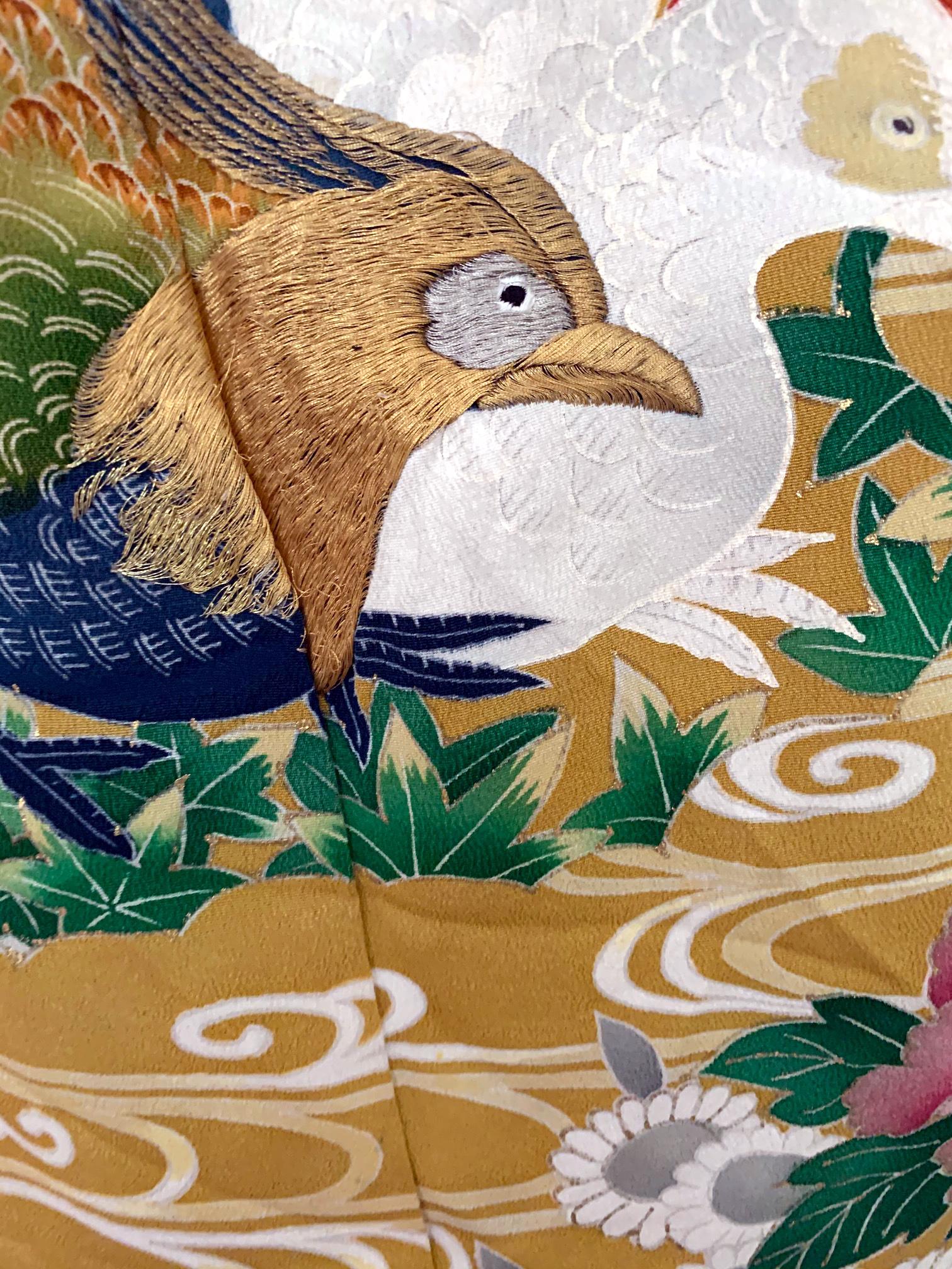 Japanischer formeller Kimono aus schwarzer Seide, Vintage im Angebot 5