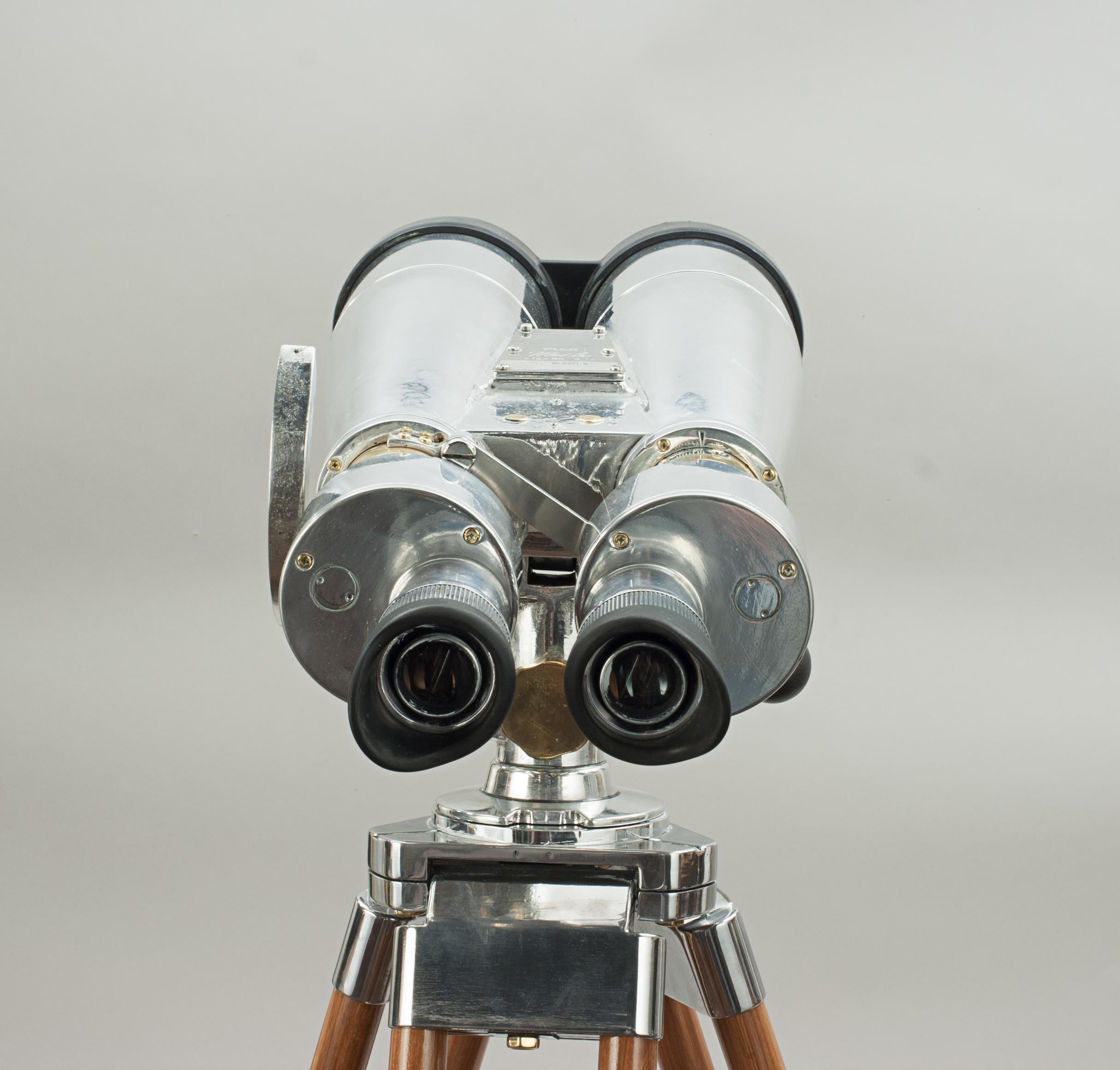 Aluminum Vintage Japanese Fuji Meibo WWII 15 X 80 Binoculars For Sale