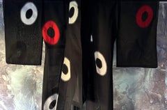 Vintage Japanese Gauze Kimono with Embroidery Modern Design