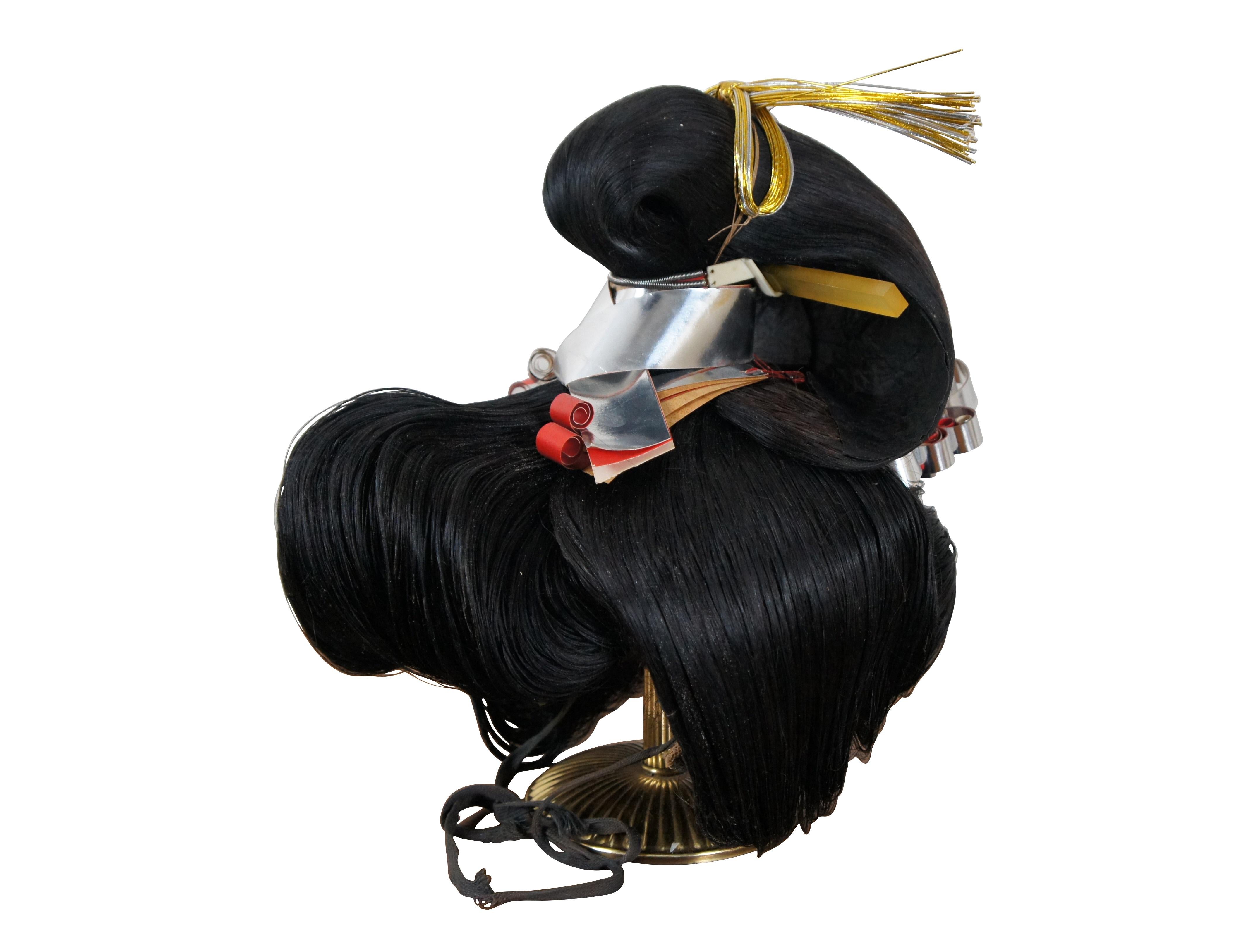 Japonisme Geisha Katsura Okimono Theatre Hair Wig & Case  en vente