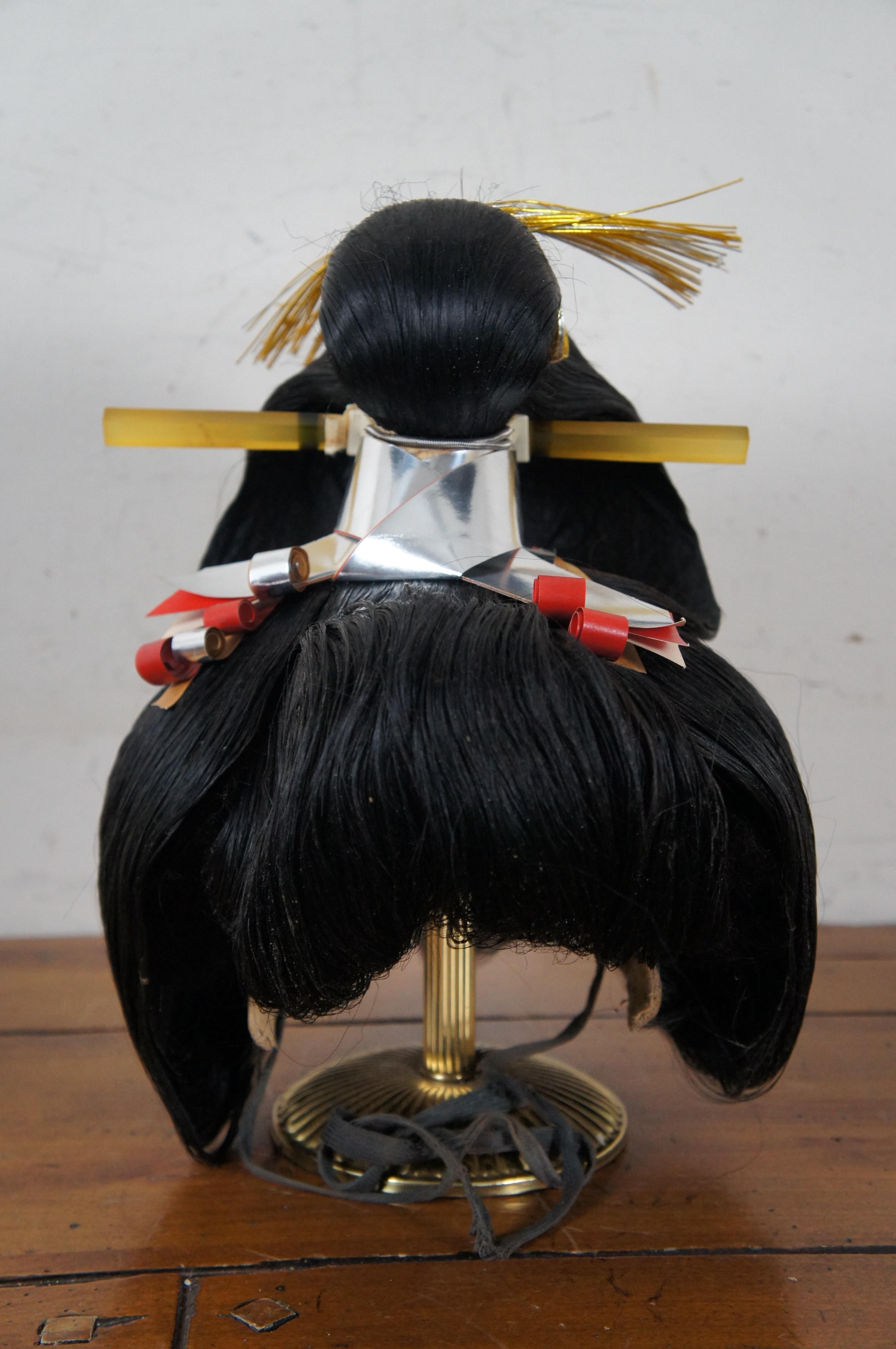 Japonisme Vintage Japanese Geisha Katsura Okimono Theatre Hair Wig & Case  For Sale