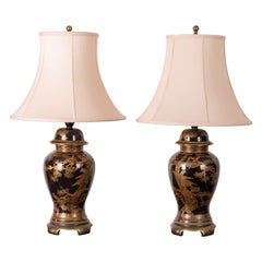 Vintage Japanese Ginger Jar Lamps - a Pair