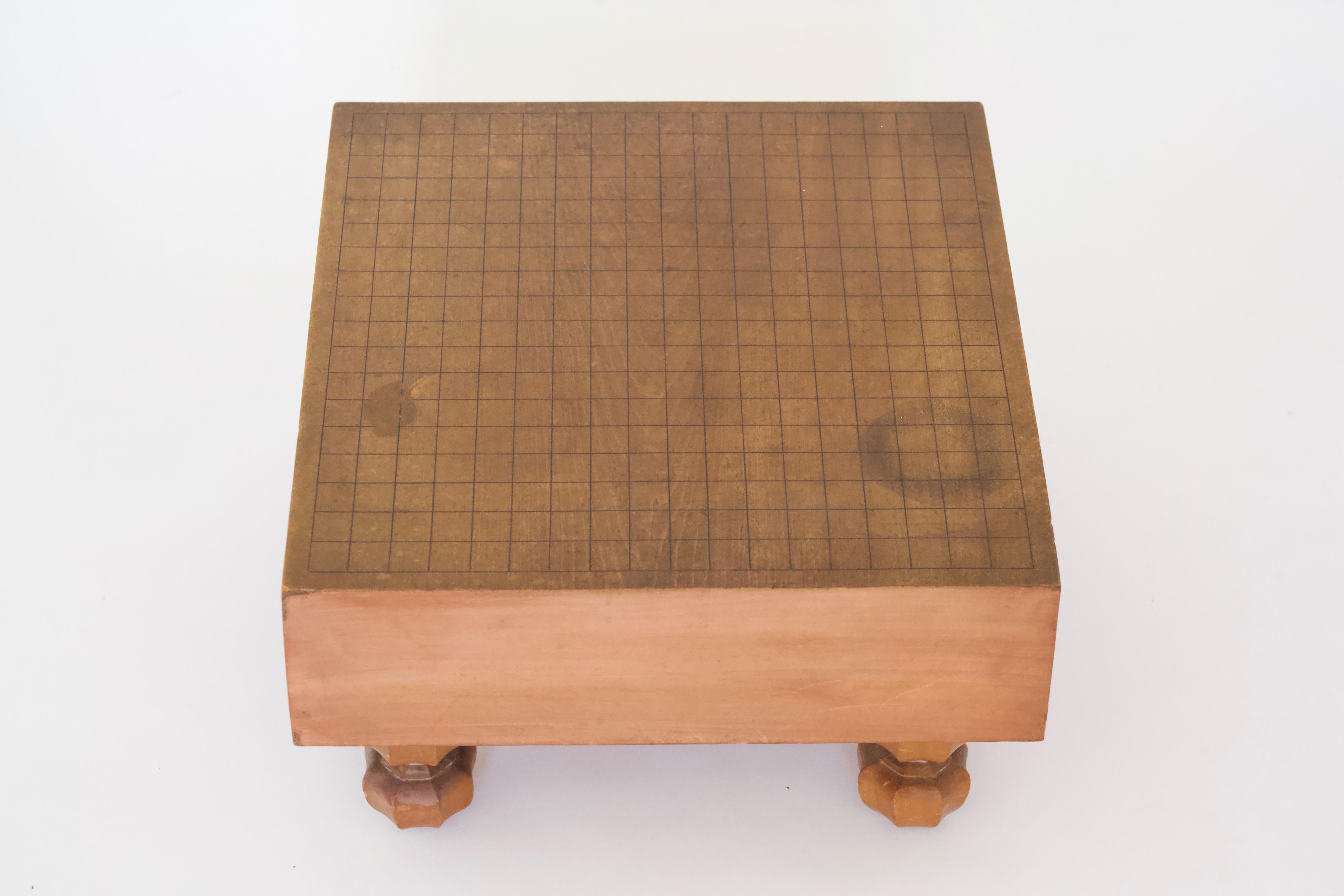 20th Century Vintage Japanese Go Ban Game Board and Stones