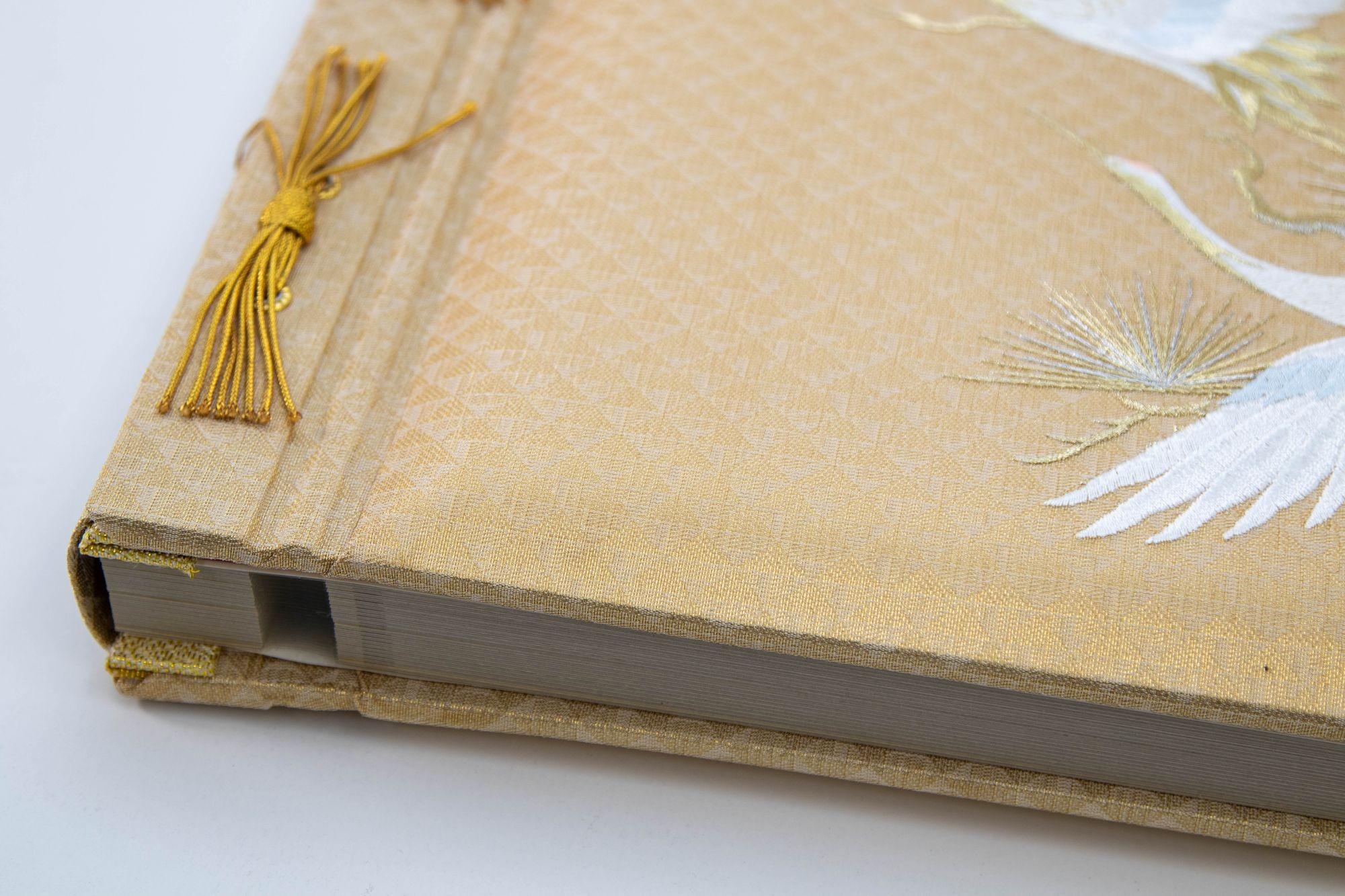 Vintage Japanese Gold Silk Embroidery Wedding Photo Album in Box For Sale 9