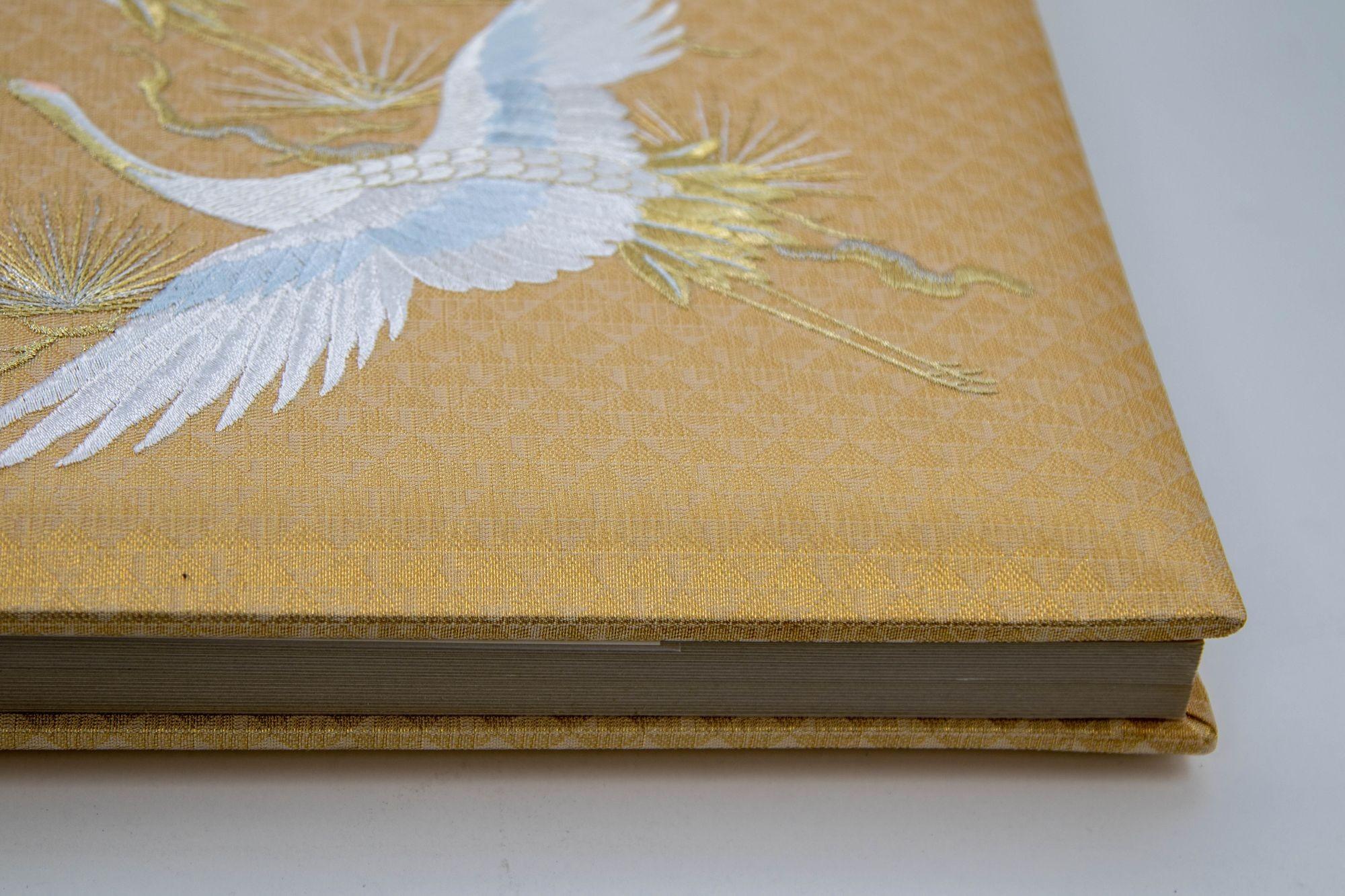 Vintage Japanese Gold Silk Embroidery Wedding Photo Album in Box For Sale 10