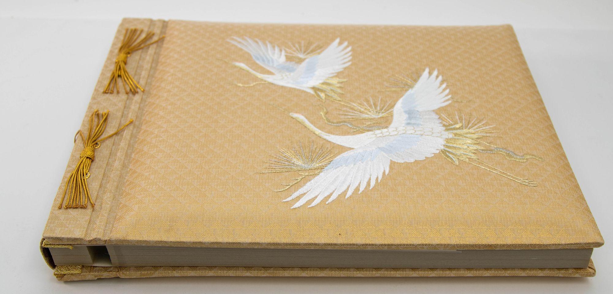 Vintage Japanese Gold Silk Embroidery Wedding Photo Album in Box For Sale 13