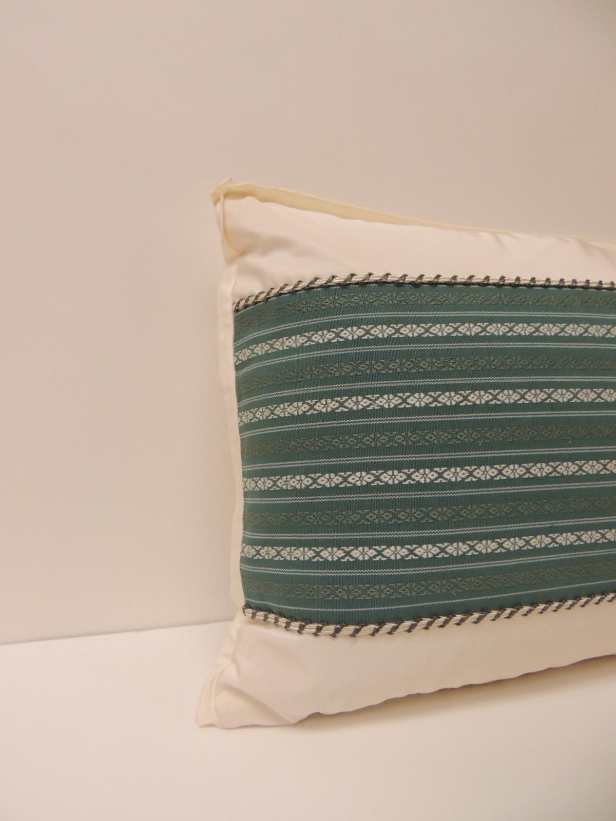 Hand-Crafted Vintage Japanese Green Obi Decorative Lumbar Pillow