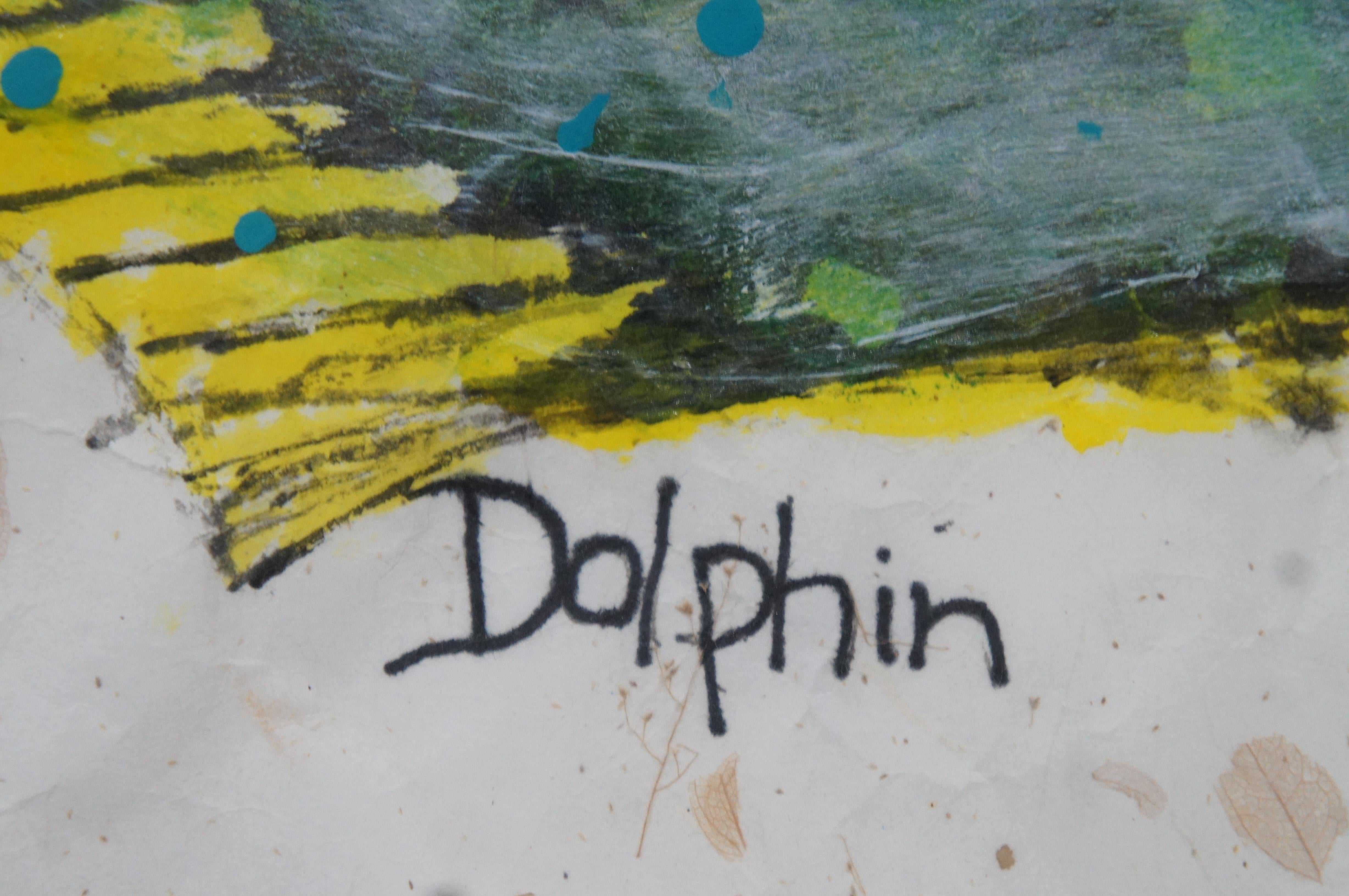 Vintage Japanese Gyotaku Mahi Mahi Dolphin Fish Nautical Print Mar Sea