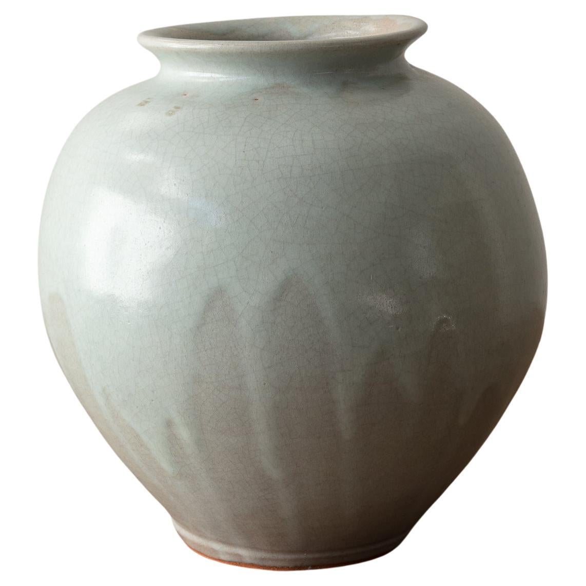 Vintage Japanese Hakuji White Vase, Large For Sale