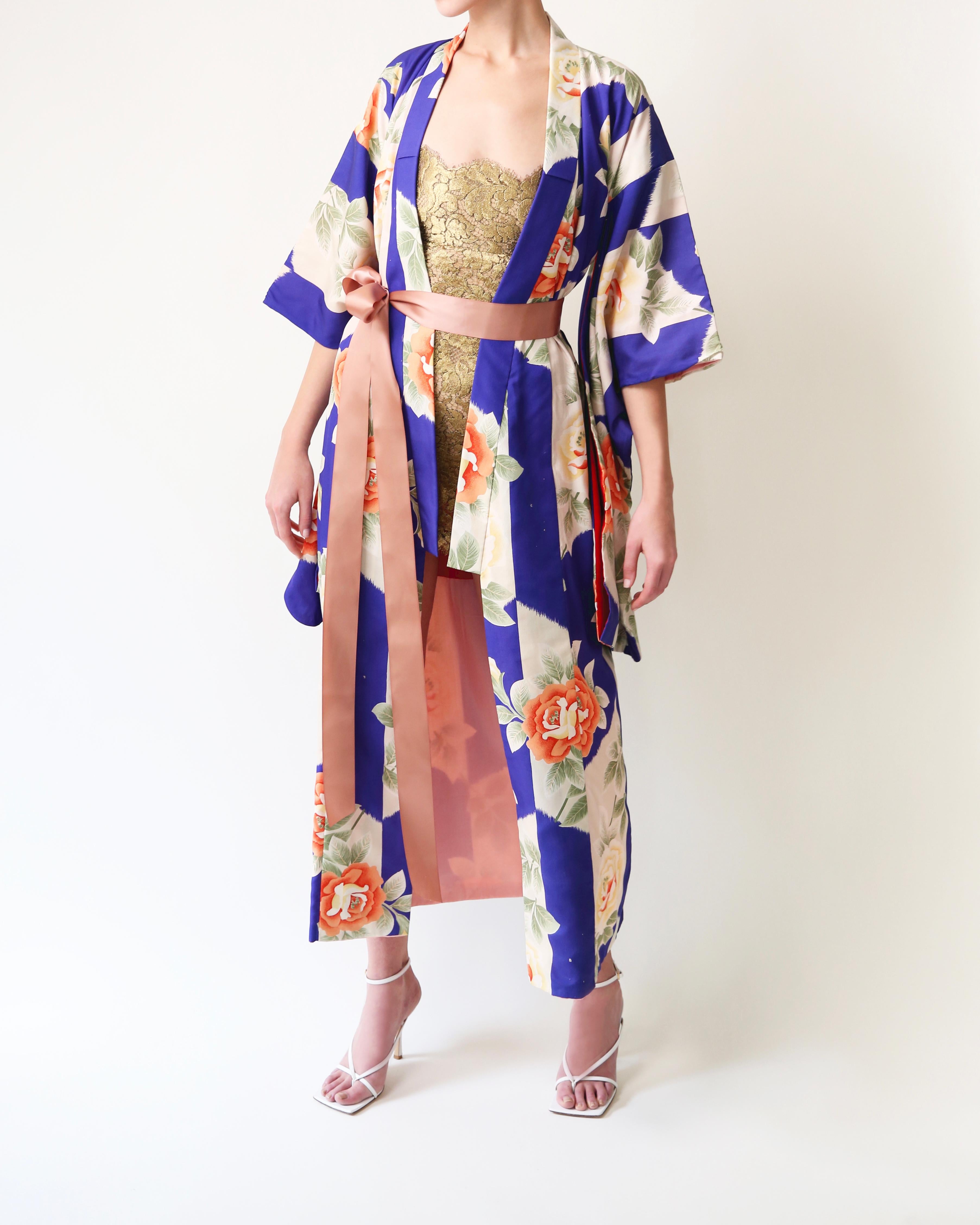 blue floral robe