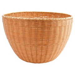 Vintage Japanese hand woven bamboo basket