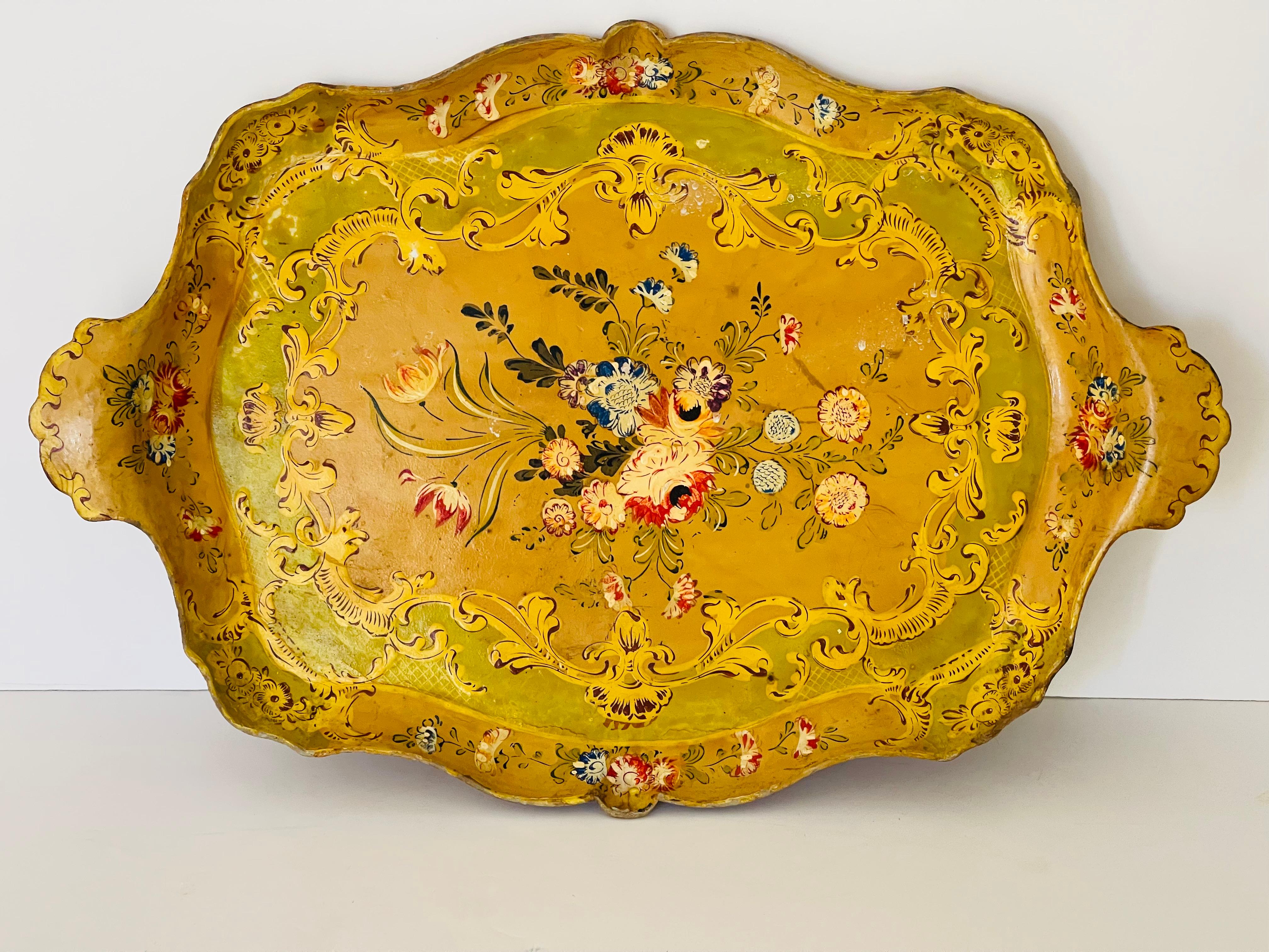 Bandeja de servir japonesa vintage pintada a mano en Bueno estado para la venta en Boca Raton, FL