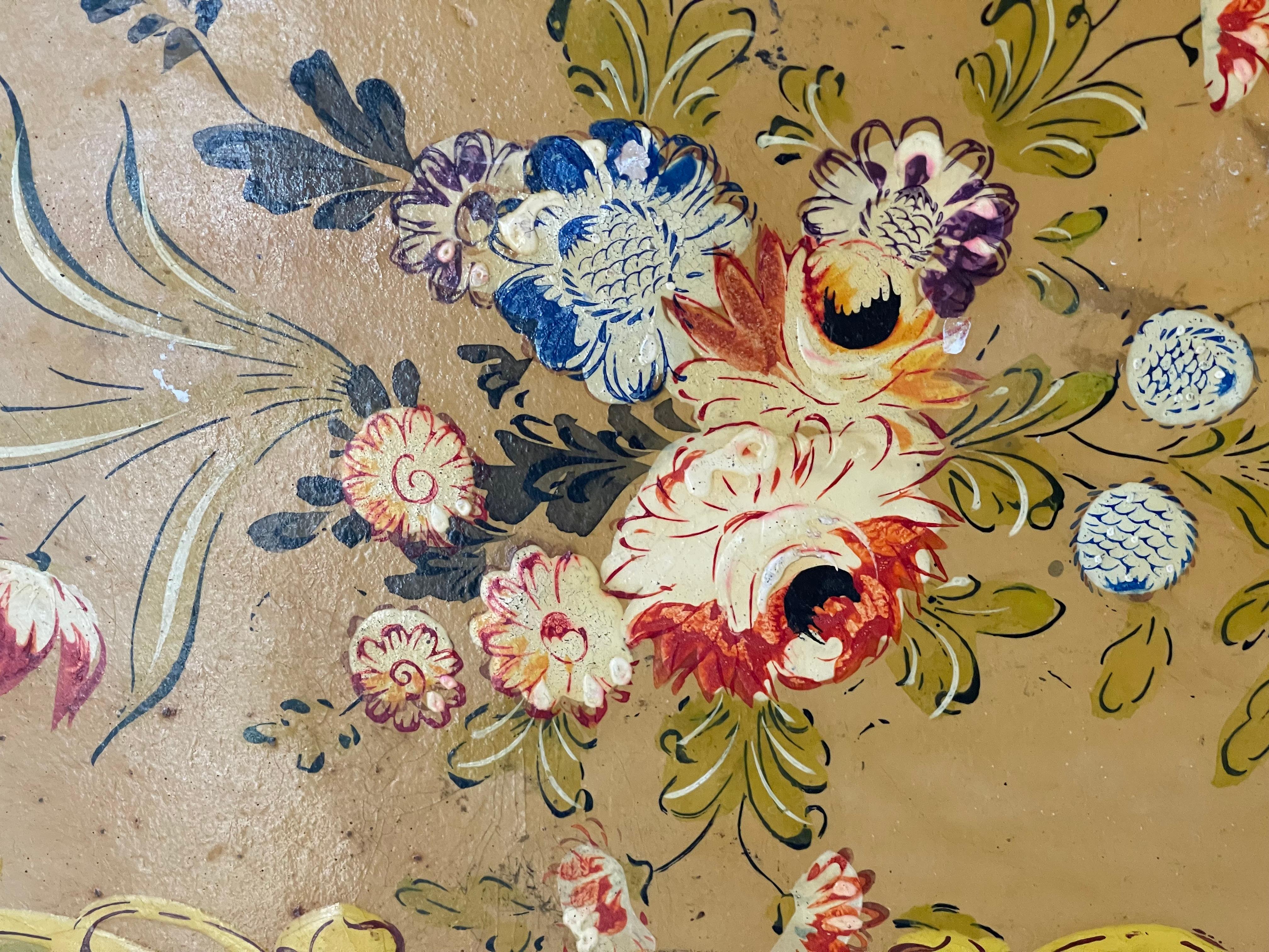 Bandeja de servir japonesa vintage pintada a mano mediados del siglo XX en venta