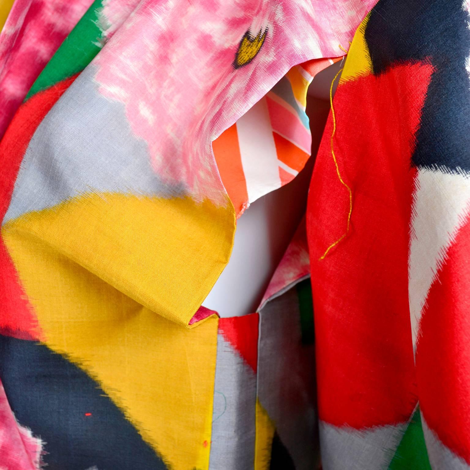 Japanese Vintage Haori Silk Kimono Jacket in Bold Zinnia and Geometric ...