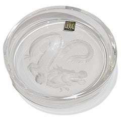 Retro Japanese Hoya Rare Crystal Dragon Wine Bottle Coaster New in Box