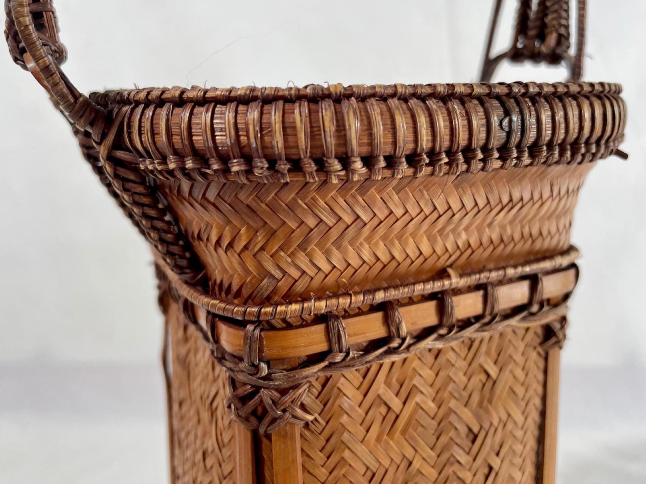 20th Century Vintage Japanese Ikebana Basket with Arch Handle