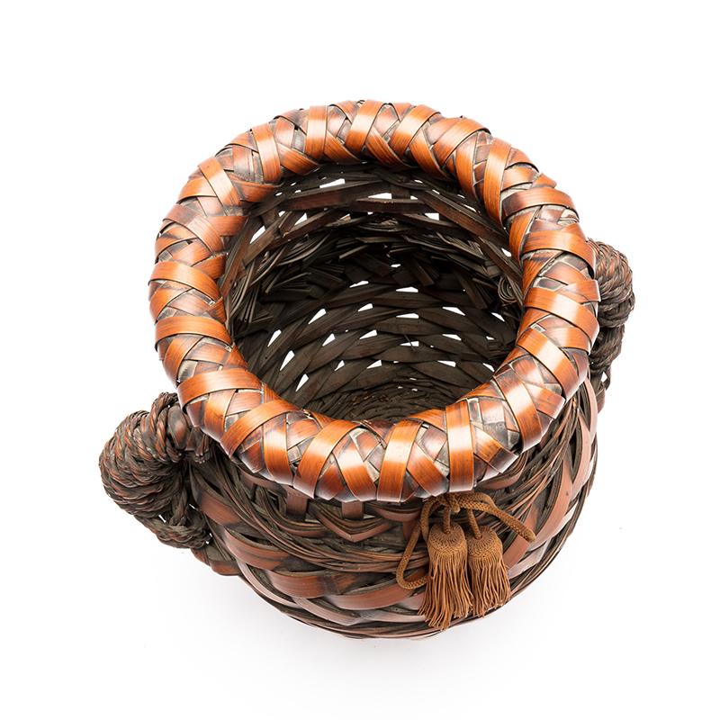 Vintage Japanese Ikebana Flower Basket Woven from Bamboo, Early 20th Century In Good Condition In Prahran, Victoria