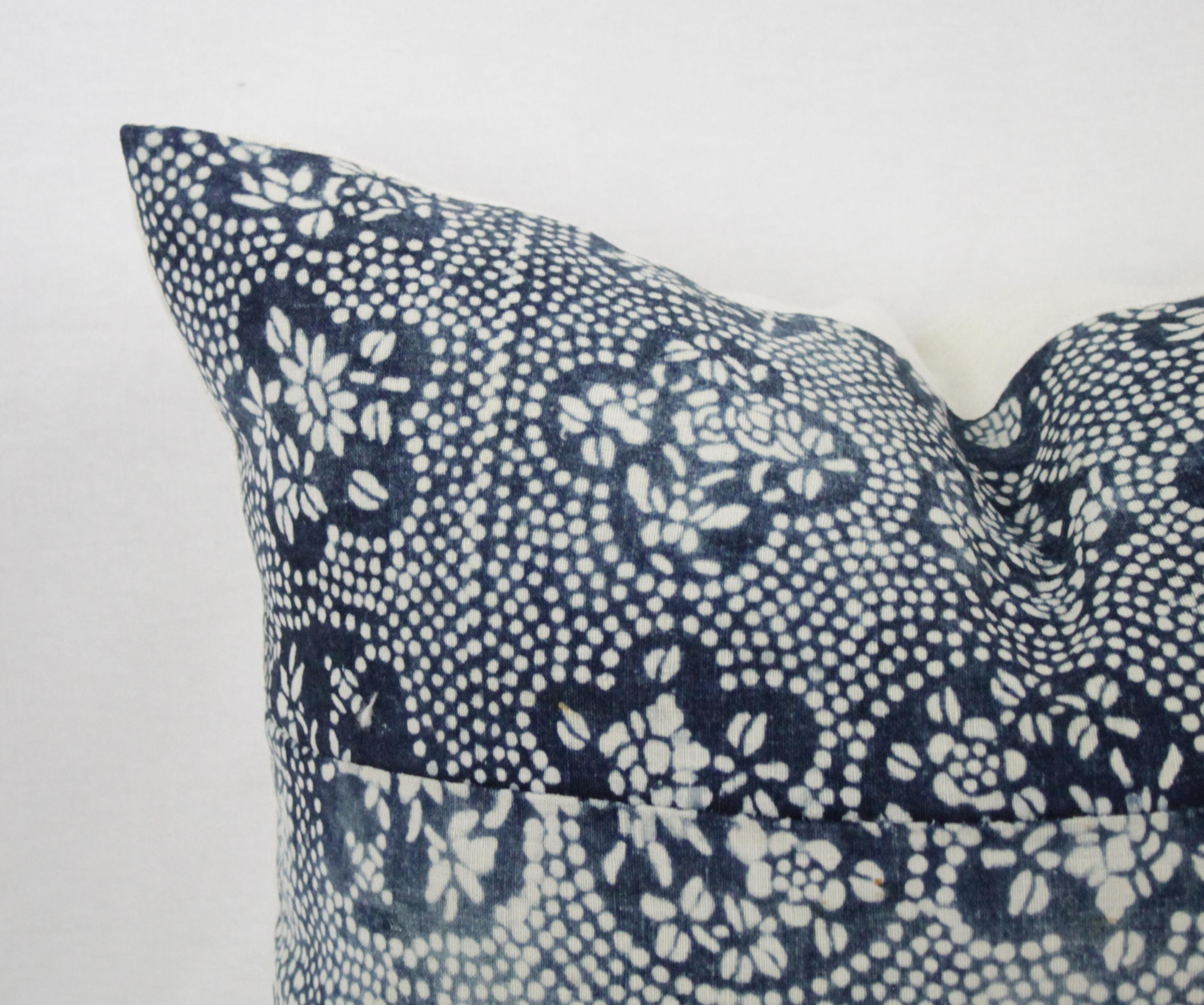 Vintage Japanese Indigo Batik Style Pillow 5
