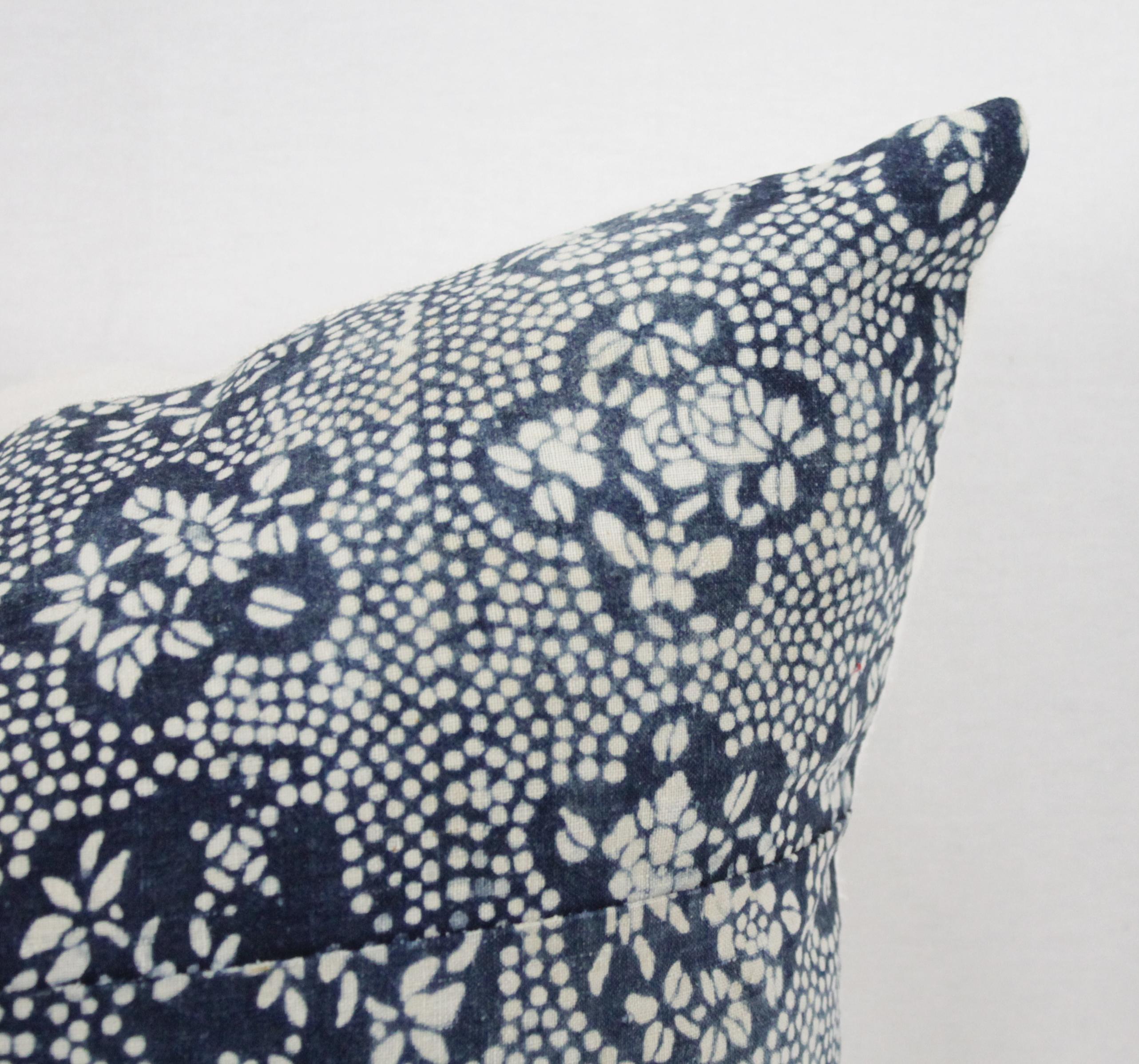 Vintage Japanese Indigo Batik Style Pillow 6