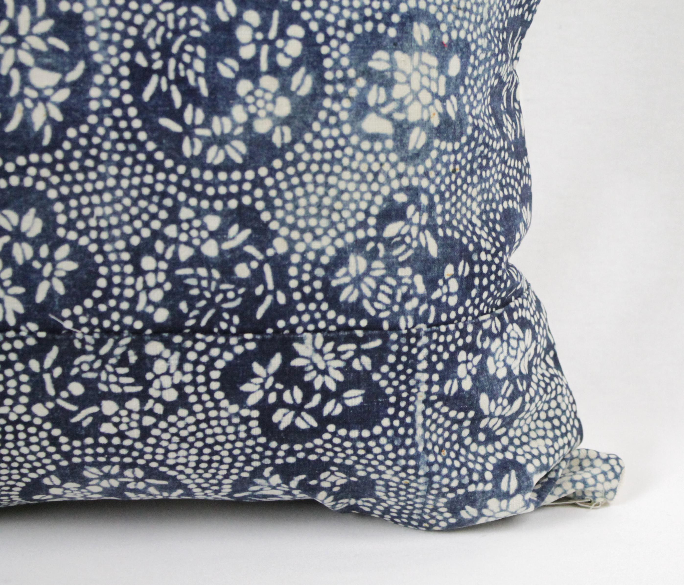 Cotton Vintage Japanese Indigo Batik Style Pillow