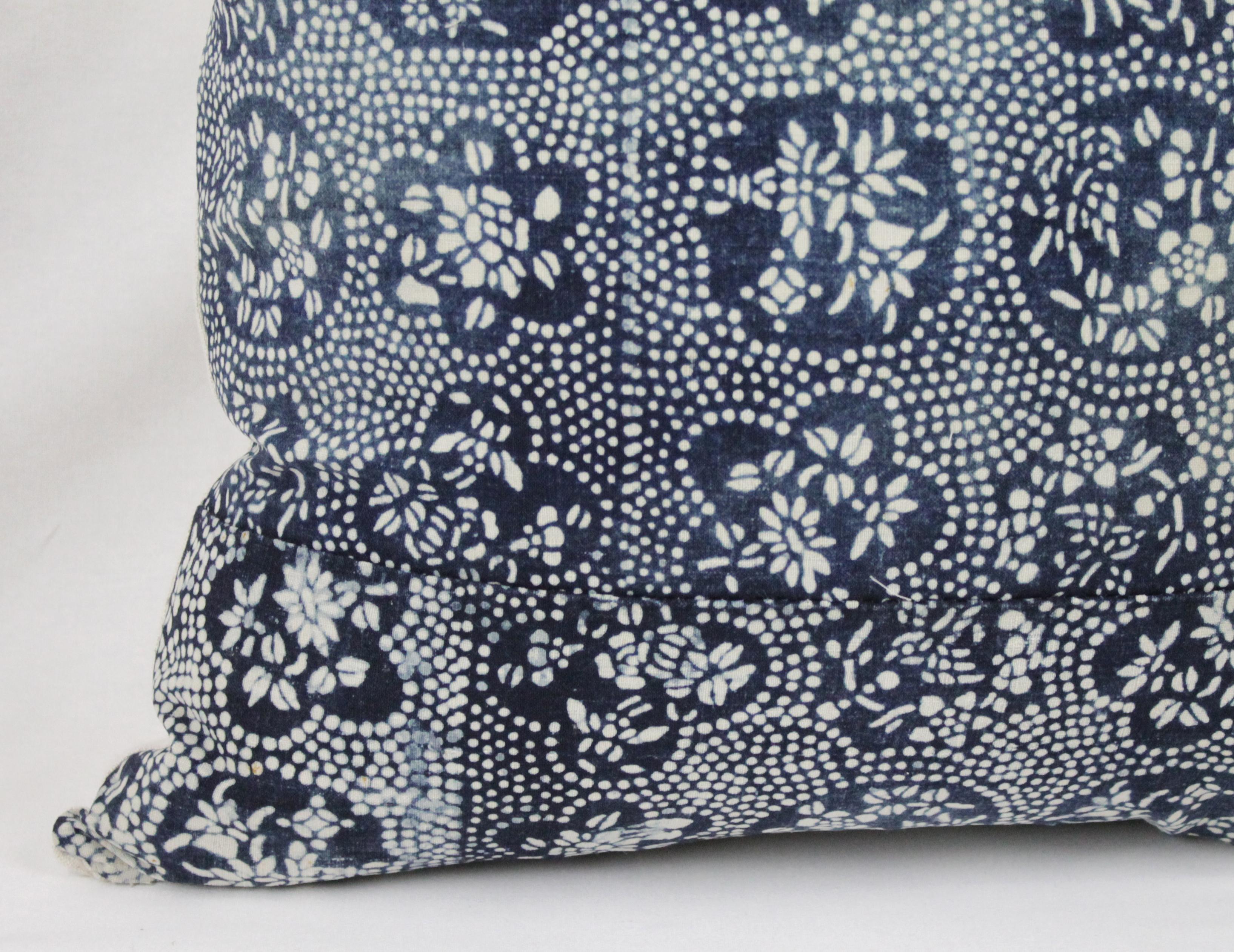 Vintage Japanese Indigo Batik Style Pillow 1
