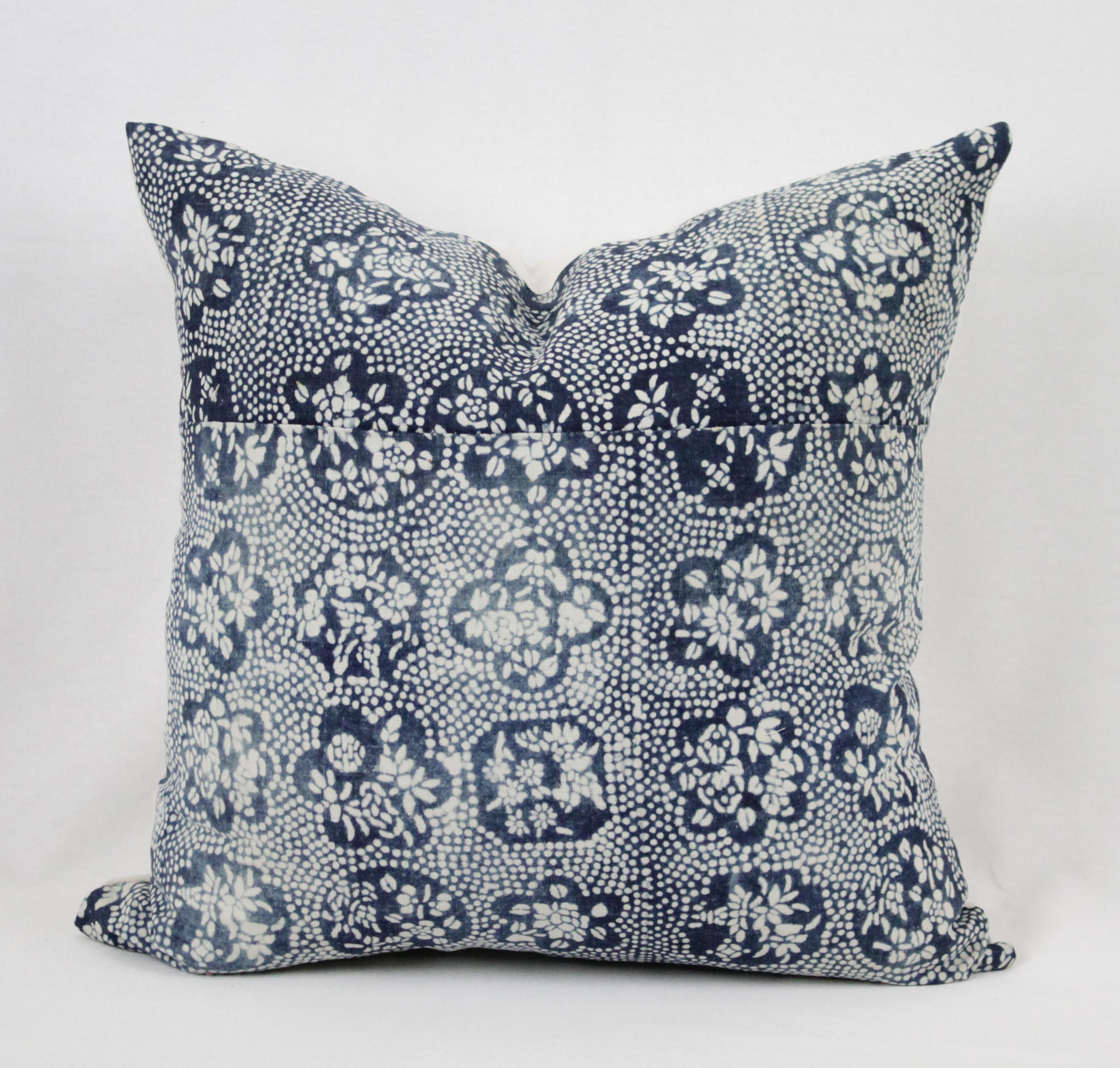 Vintage Japanese Indigo Batik Style Pillow 4