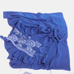 Vintage Japanese Indigo Blue Silk Shibori Obi Scarf