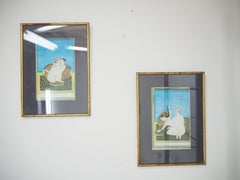 Vintage Japanese Kamasutra Pictures in Wood Frame, 1980s