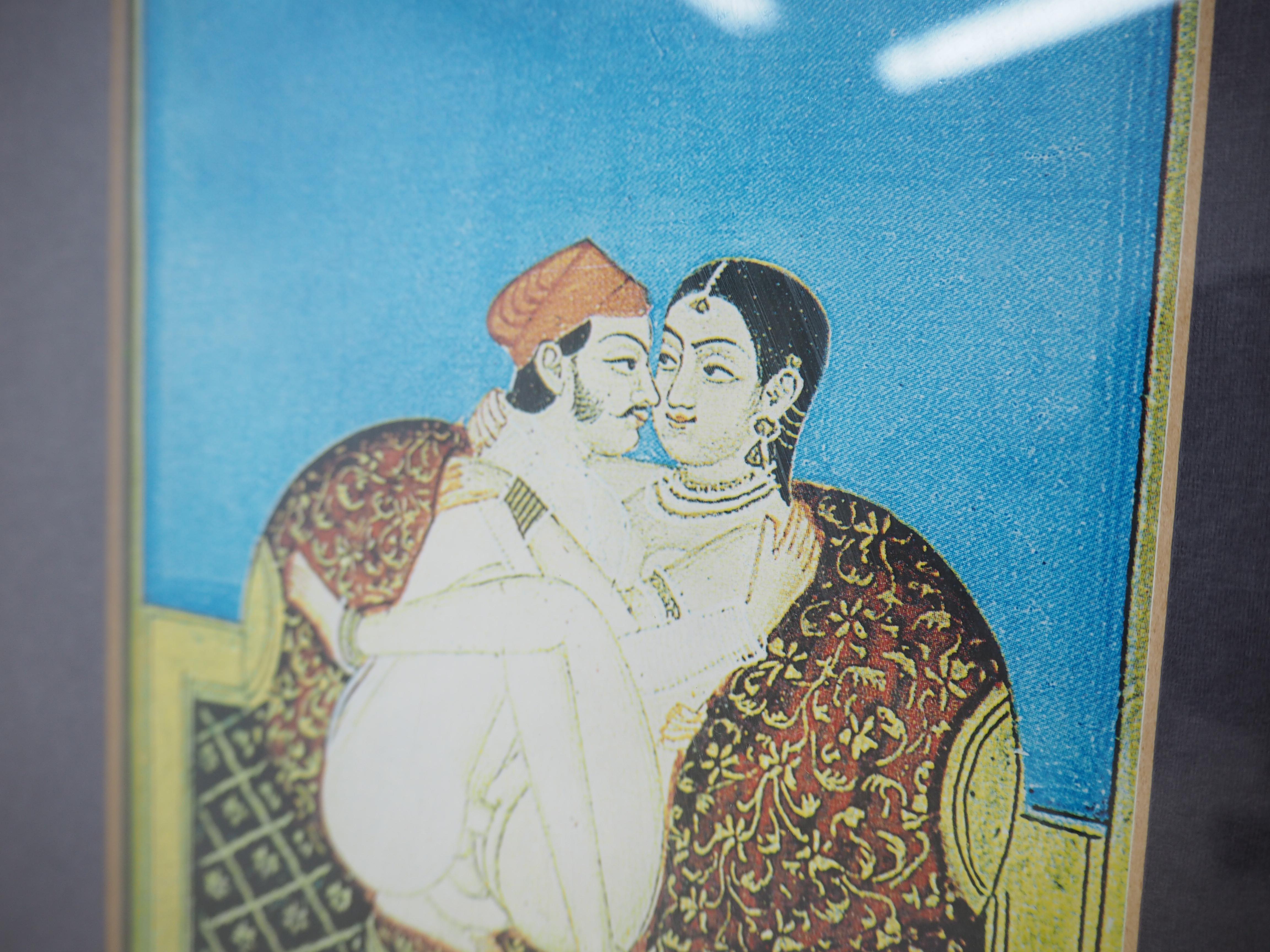Vintage Japanese Kamasutra Pictures in Wood Frame, 1980s In Good Condition For Sale In Praha, CZ