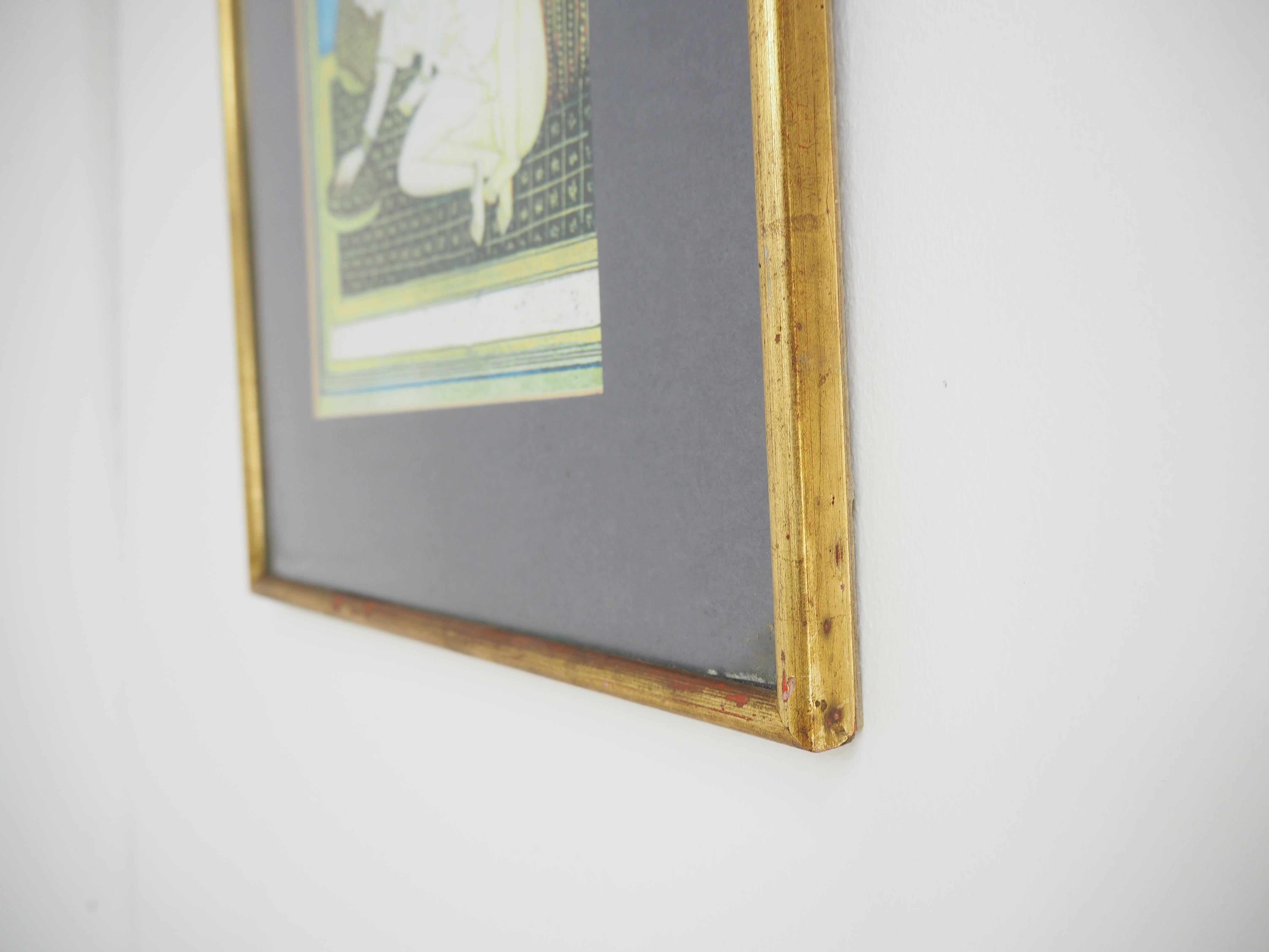 Late 20th Century Vintage Japanese Kamasutra Pictures in Wood Frame, 1980s For Sale