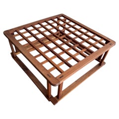 Vintage Japanese Kotatsu Frame 1960s Cedar Lattice Low Coffee Table