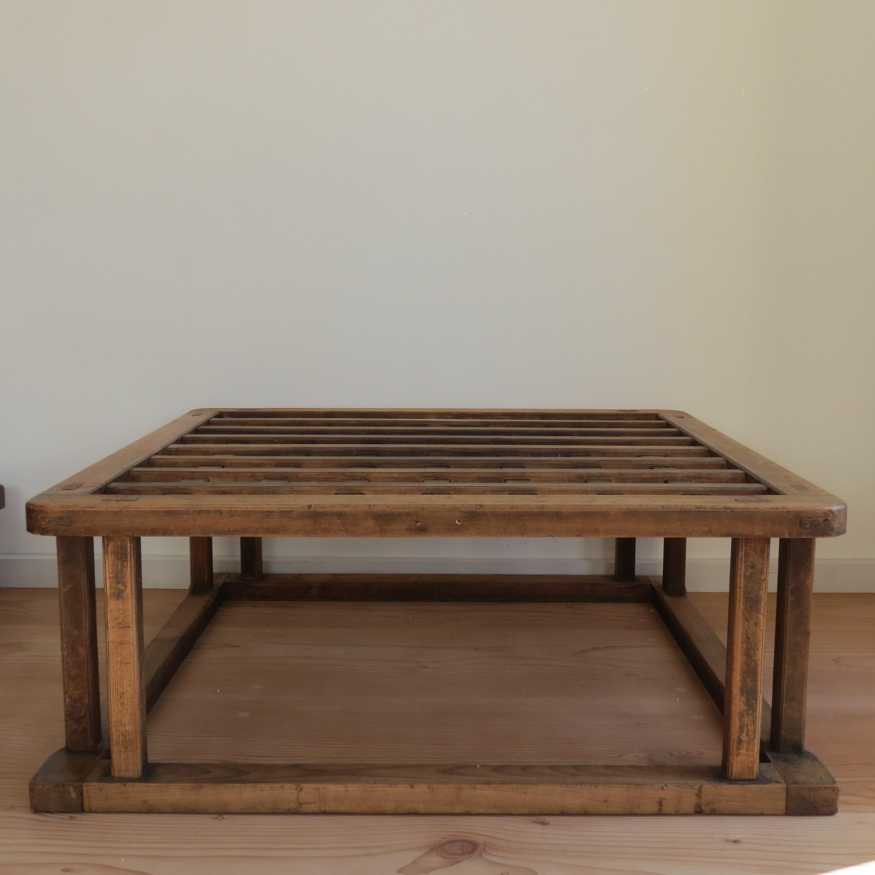 Vintage Japanese Kotatsu Table Japanese Coffee Table Hinoki Wood with Glass top 1
