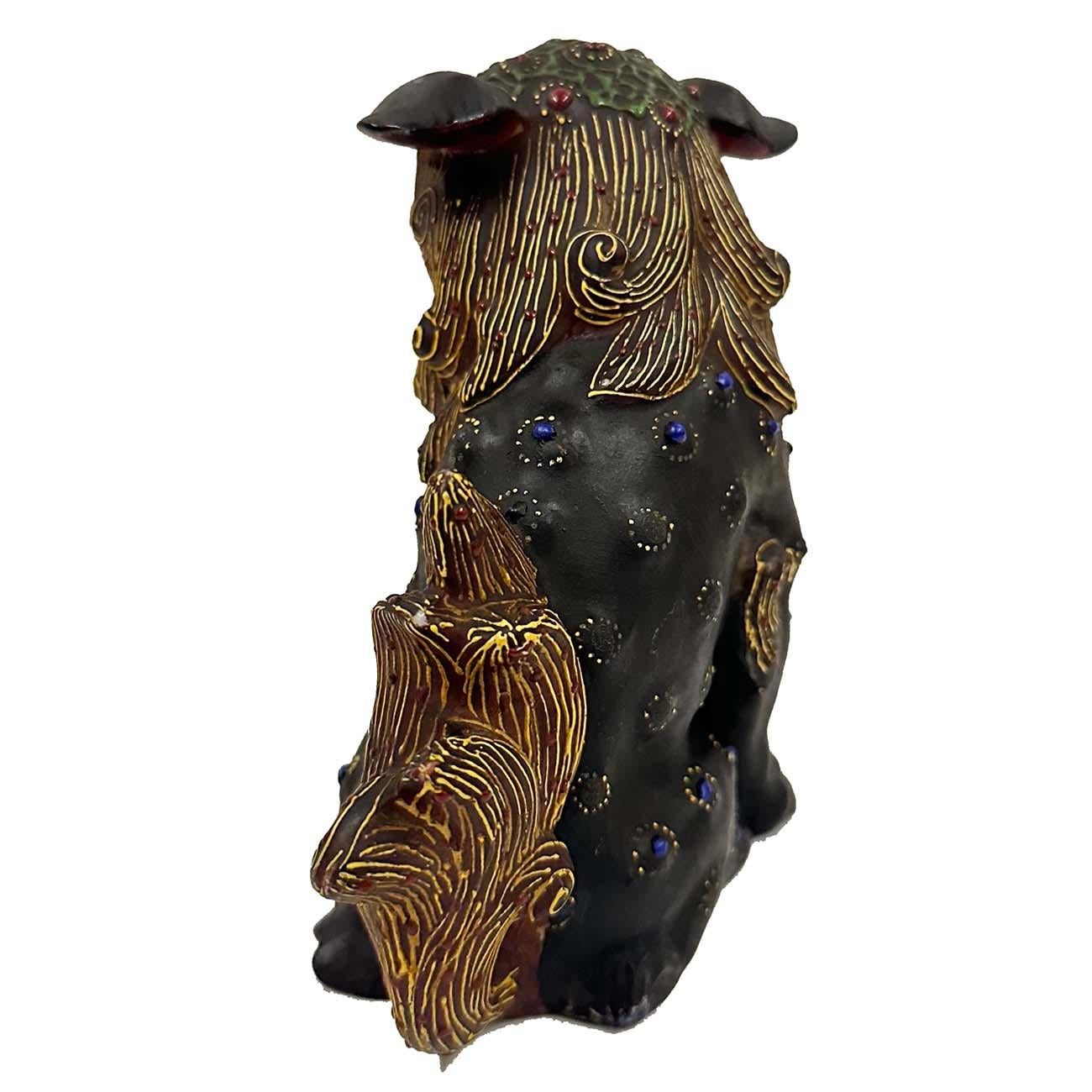 Vintage Japanese Satsuma Bunte Foo Hund Statue (Handgefertigt) im Angebot