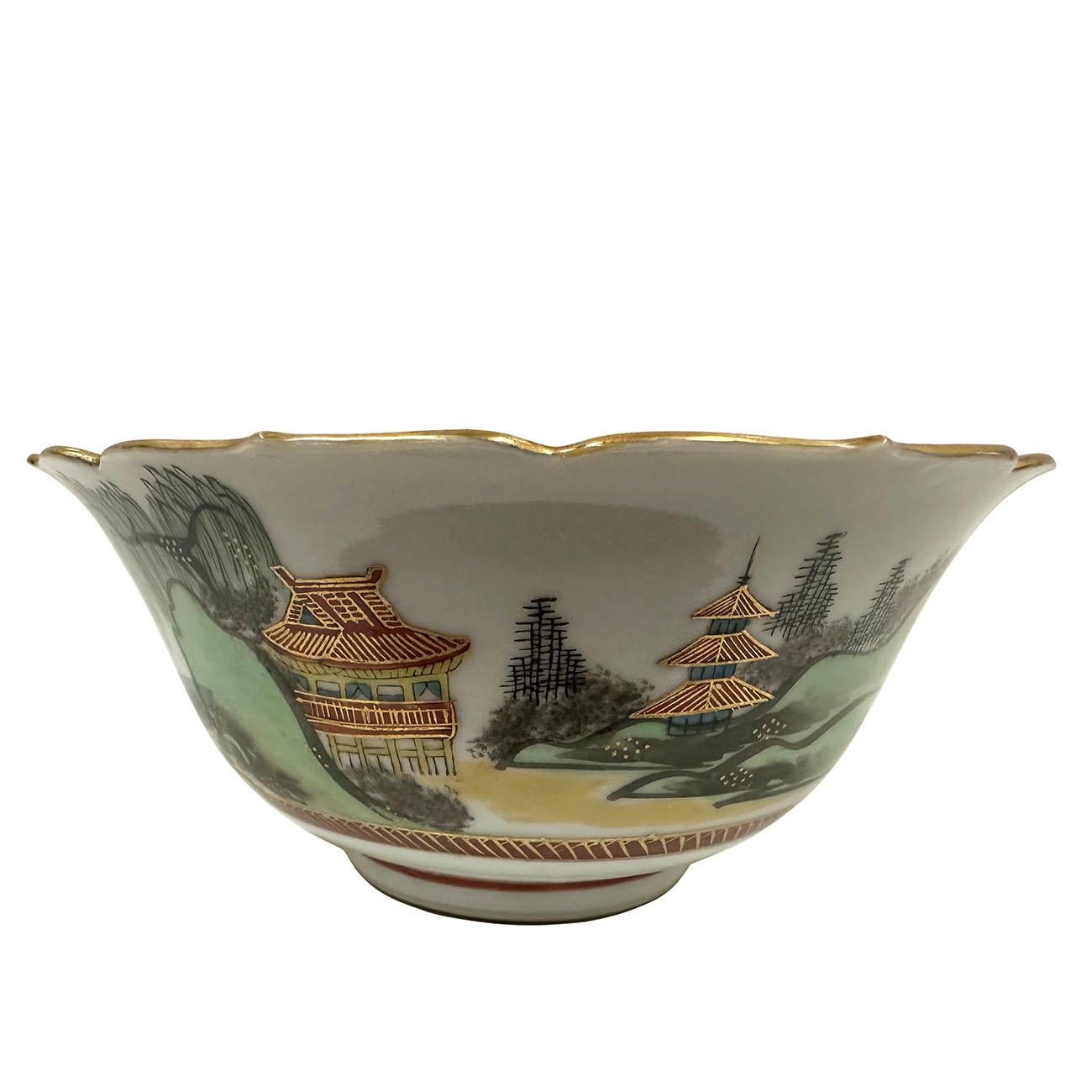 Anglo-Japanese Vintage Japanese Kutani Lidded Porcelain Bowl For Sale