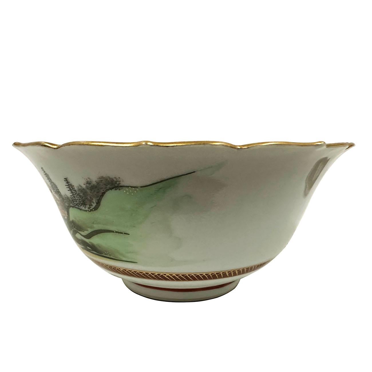Vintage Japanese Kutani Lidded Porcelain Bowl For Sale 1